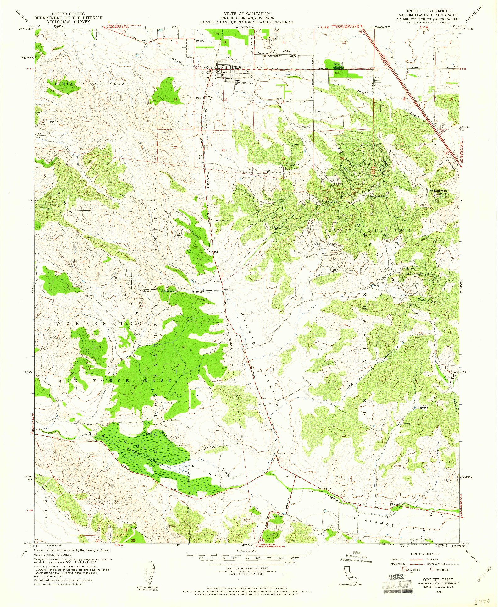 USGS 1:24000-SCALE QUADRANGLE FOR ORCUTT, CA 1959