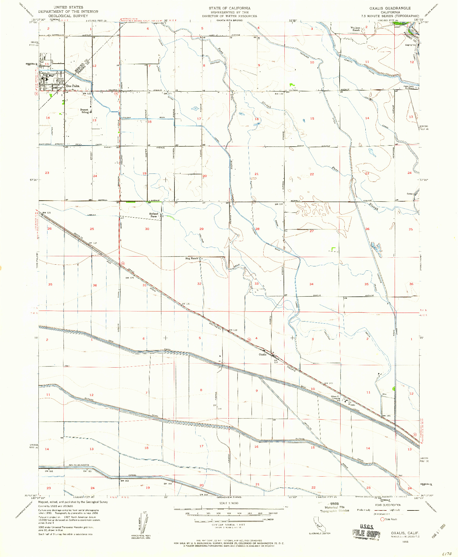 USGS 1:24000-SCALE QUADRANGLE FOR OXALIS, CA 1956