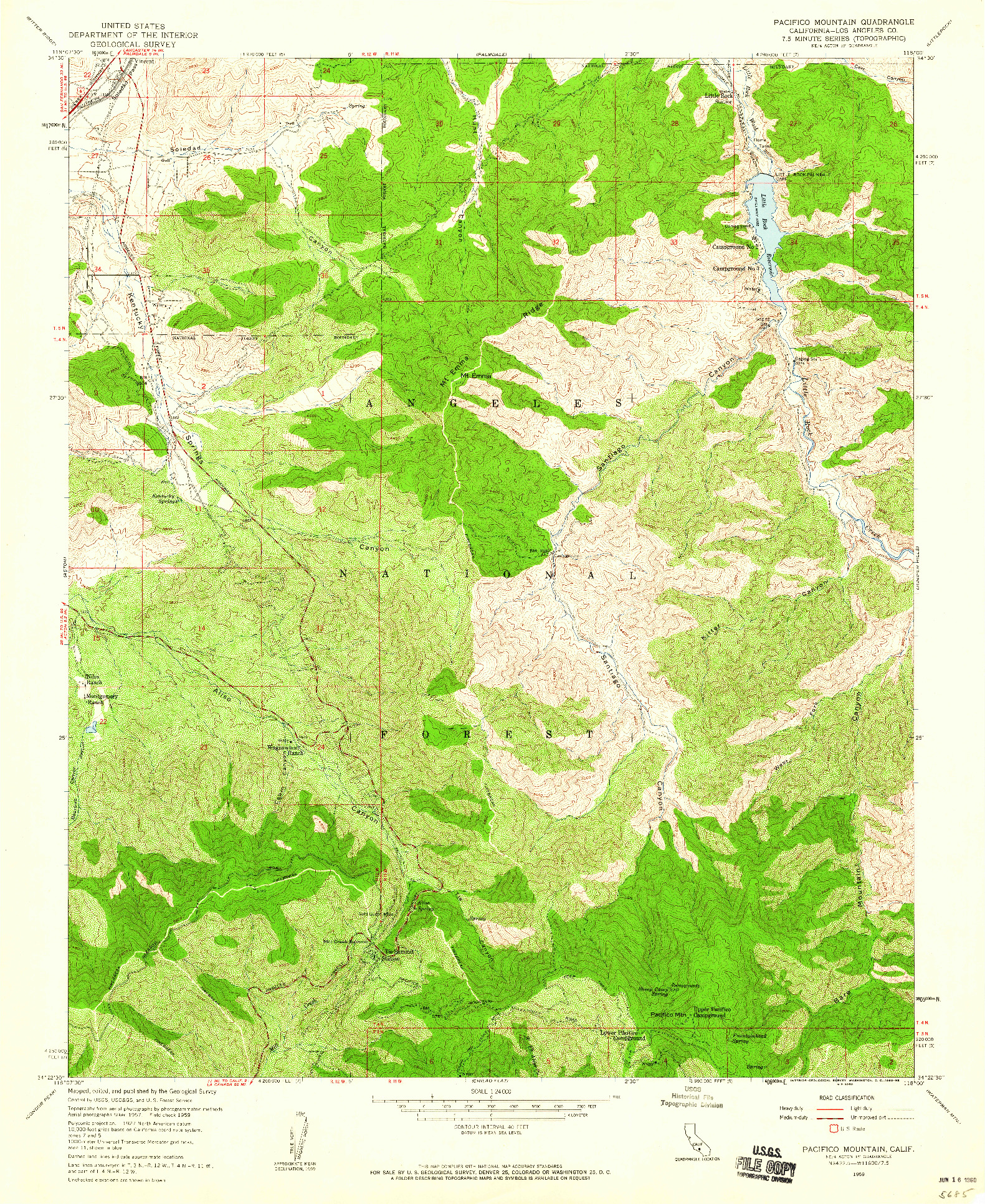 USGS 1:24000-SCALE QUADRANGLE FOR PACIFICO MOUNTAIN, CA 1959