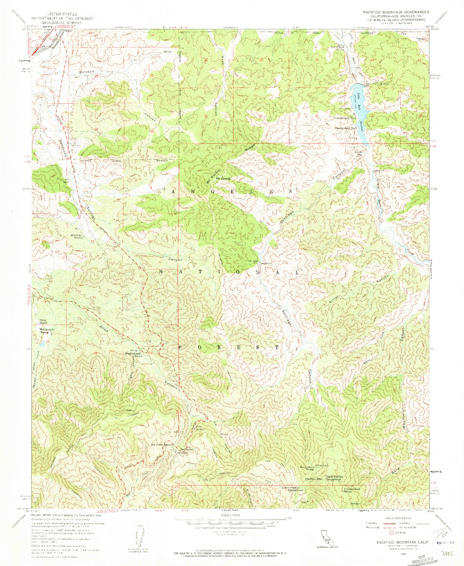 USGS 1:24000-SCALE QUADRANGLE FOR PACIFICO MOUNTAIN, CA 1959