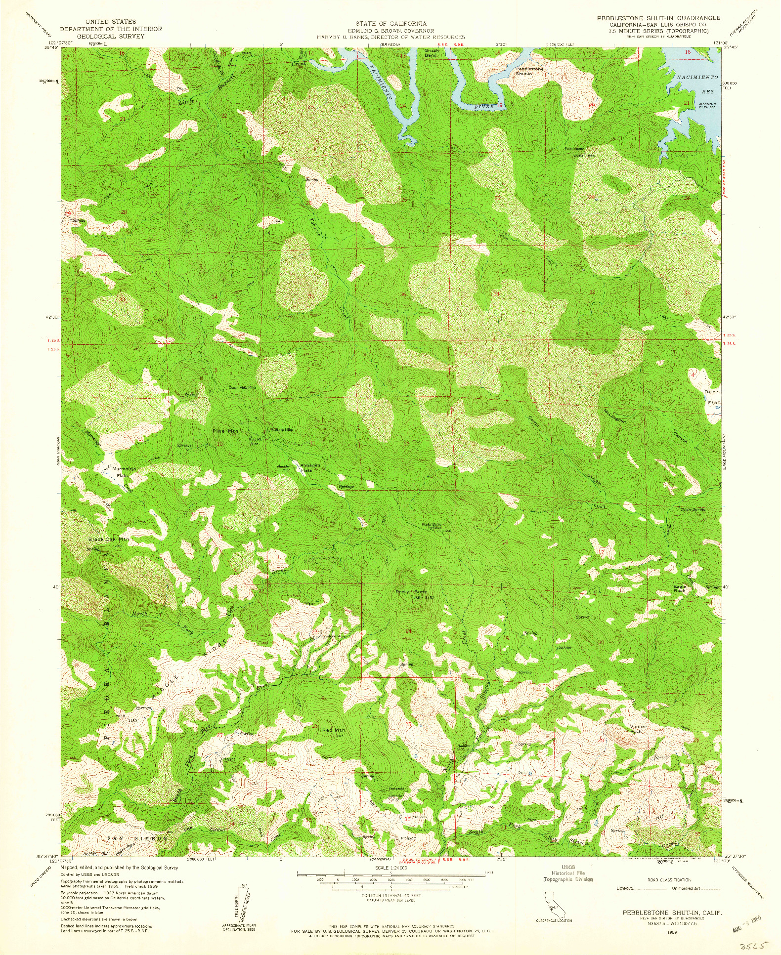 USGS 1:24000-SCALE QUADRANGLE FOR PEBBLESTONE SHUT-IN, CA 1959