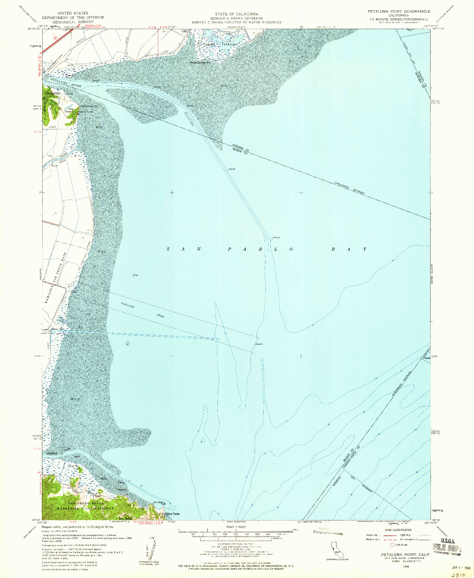 USGS 1:24000-SCALE QUADRANGLE FOR PETALUMA POINT, CA 1959