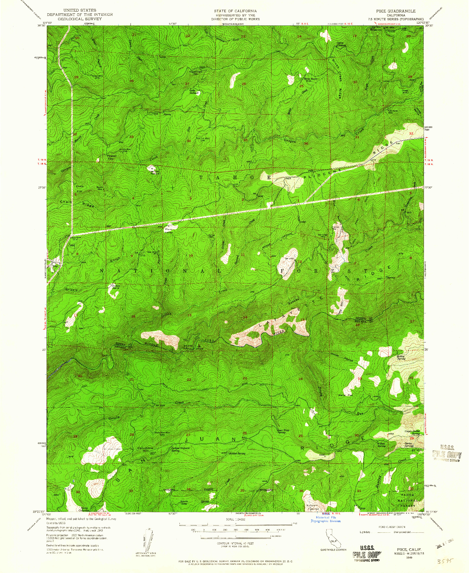 USGS 1:24000-SCALE QUADRANGLE FOR PIKE, CA 1949