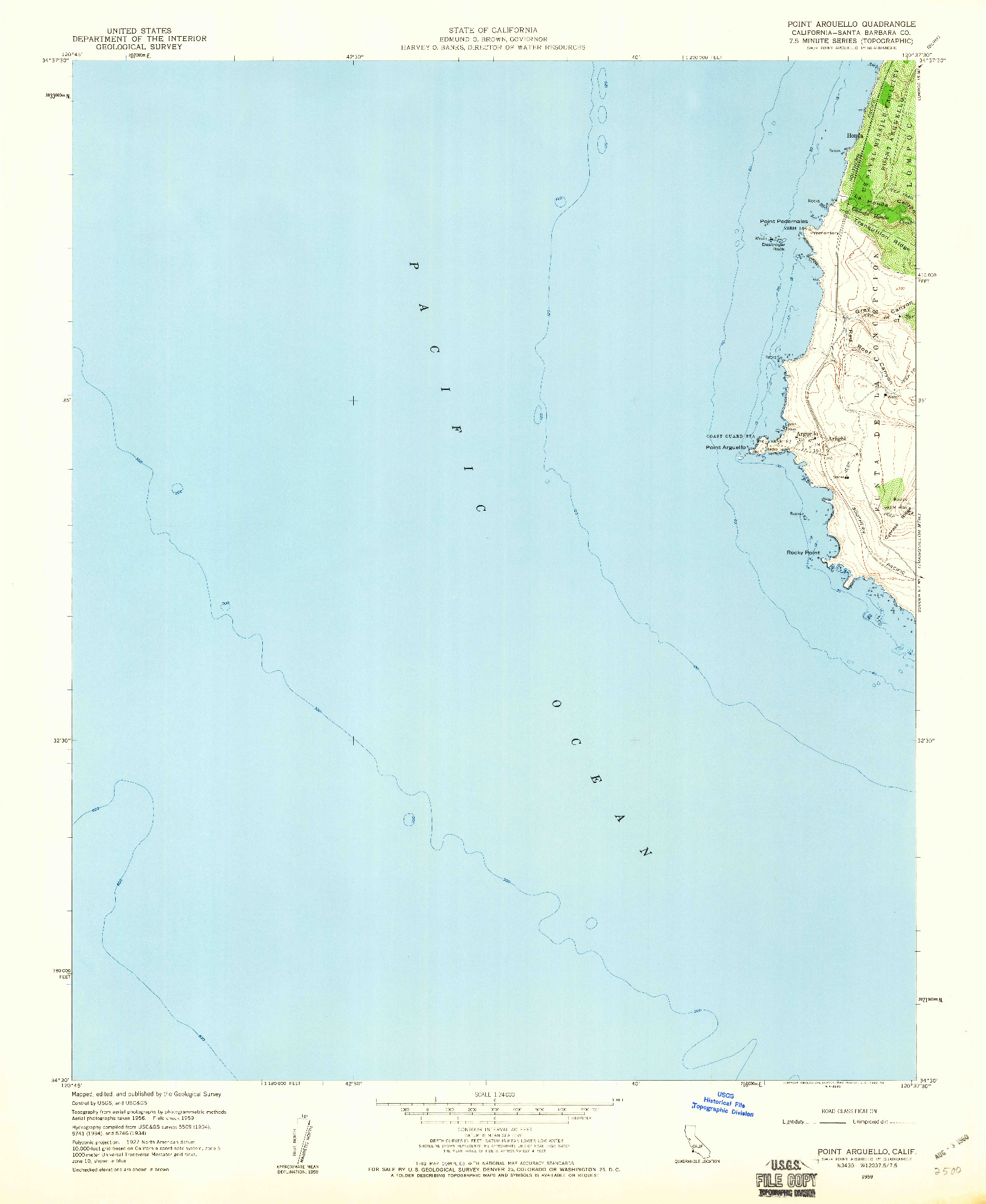 USGS 1:24000-SCALE QUADRANGLE FOR POINT ARGUELLO, CA 1959