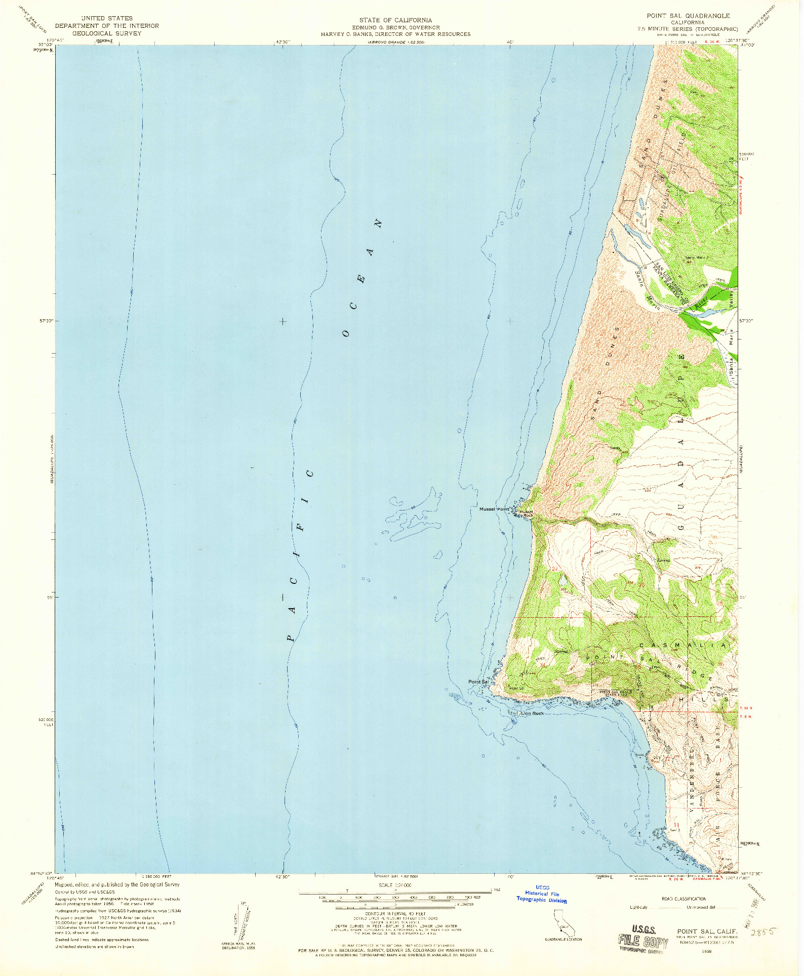 USGS 1:24000-SCALE QUADRANGLE FOR POINT SAL, CA 1958