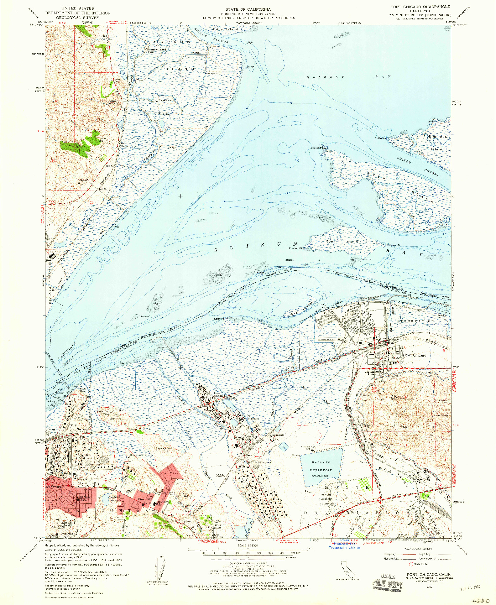 USGS 1:24000-SCALE QUADRANGLE FOR PORT CHICAGO, CA 1959