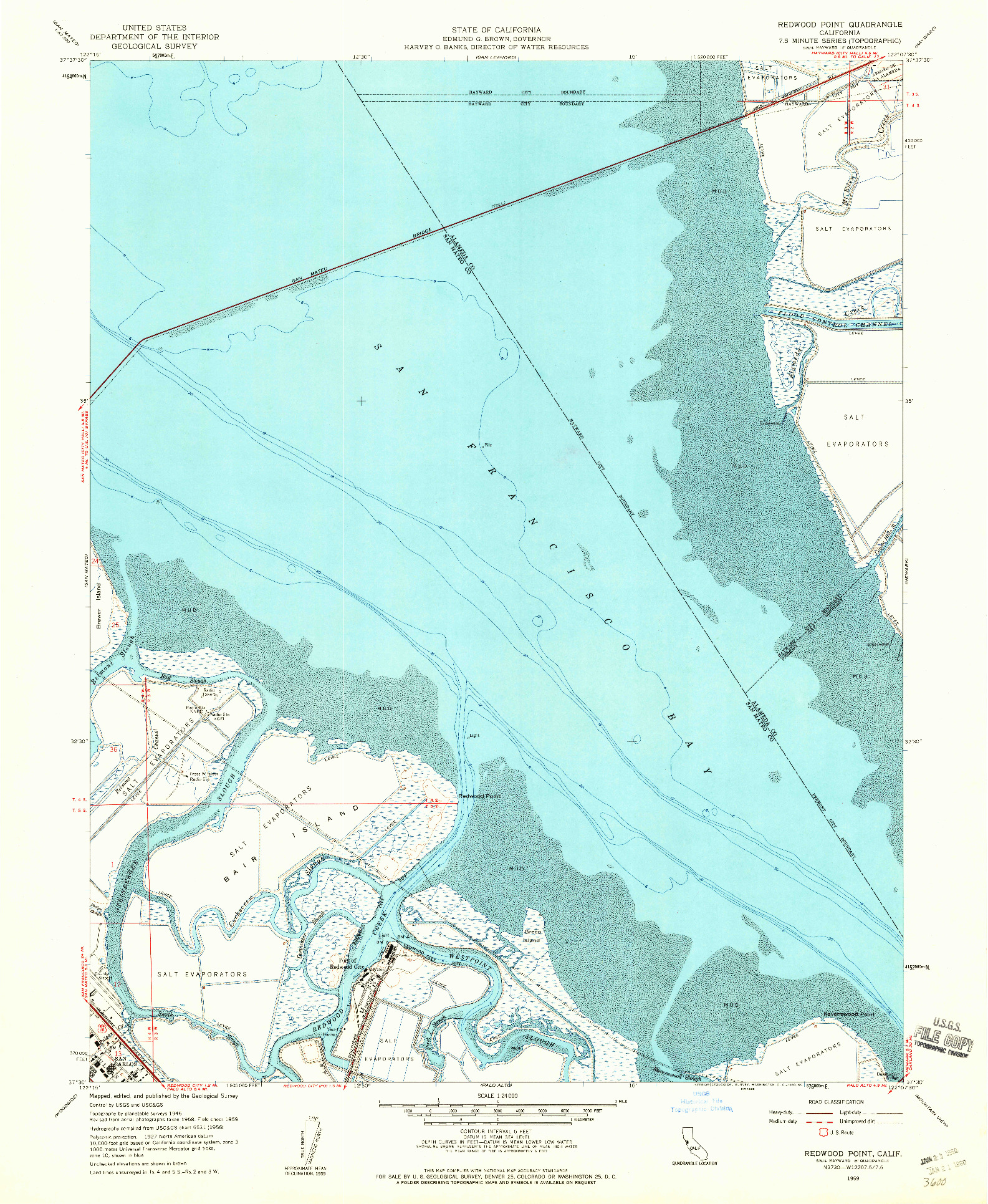 USGS 1:24000-SCALE QUADRANGLE FOR REDWOOD POINT, CA 1959