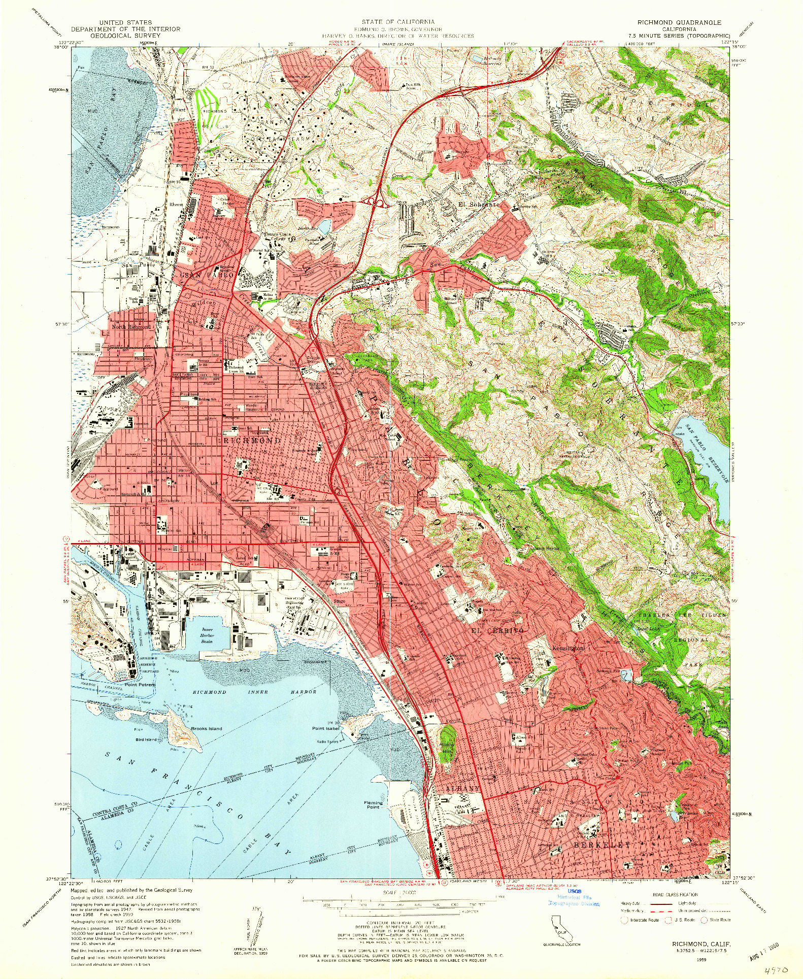 USGS 1:24000-SCALE QUADRANGLE FOR RICHMOND, CA 1959