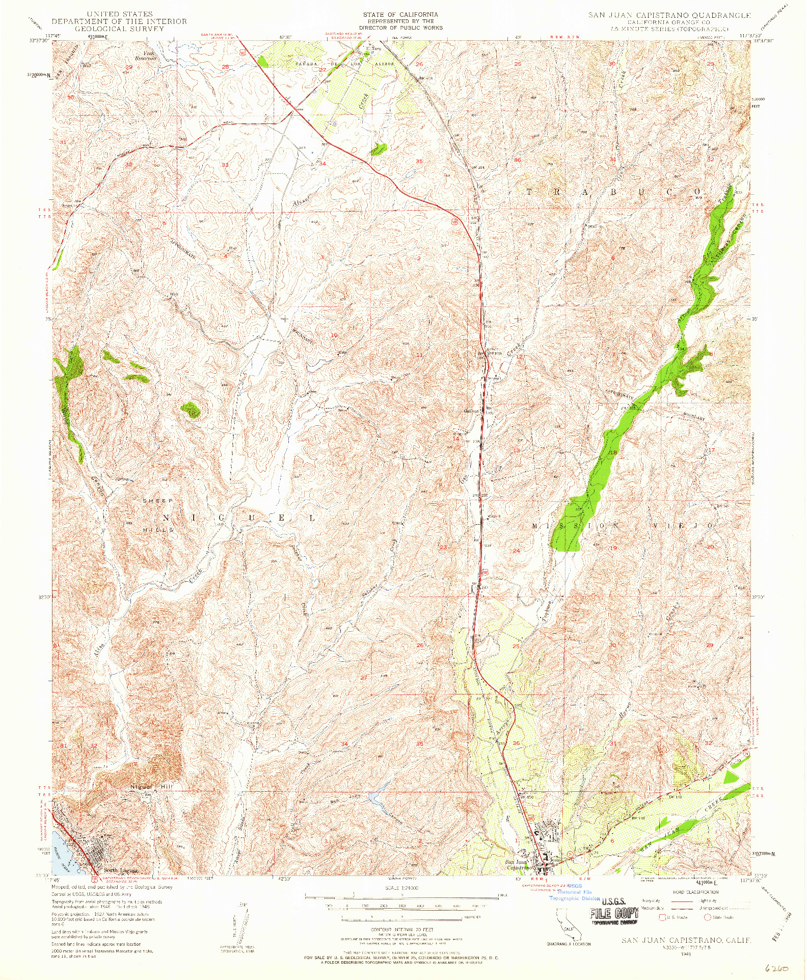 USGS 1:24000-SCALE QUADRANGLE FOR SAN JUAN CAPISTRANO, CA 1948