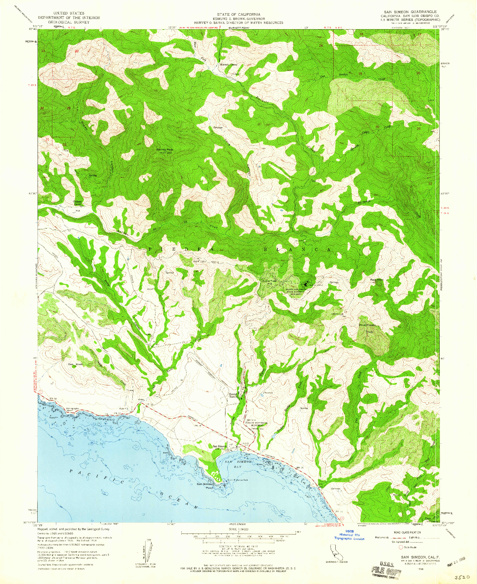 USGS 1:24000-SCALE QUADRANGLE FOR SAN SIMEON, CA 1958