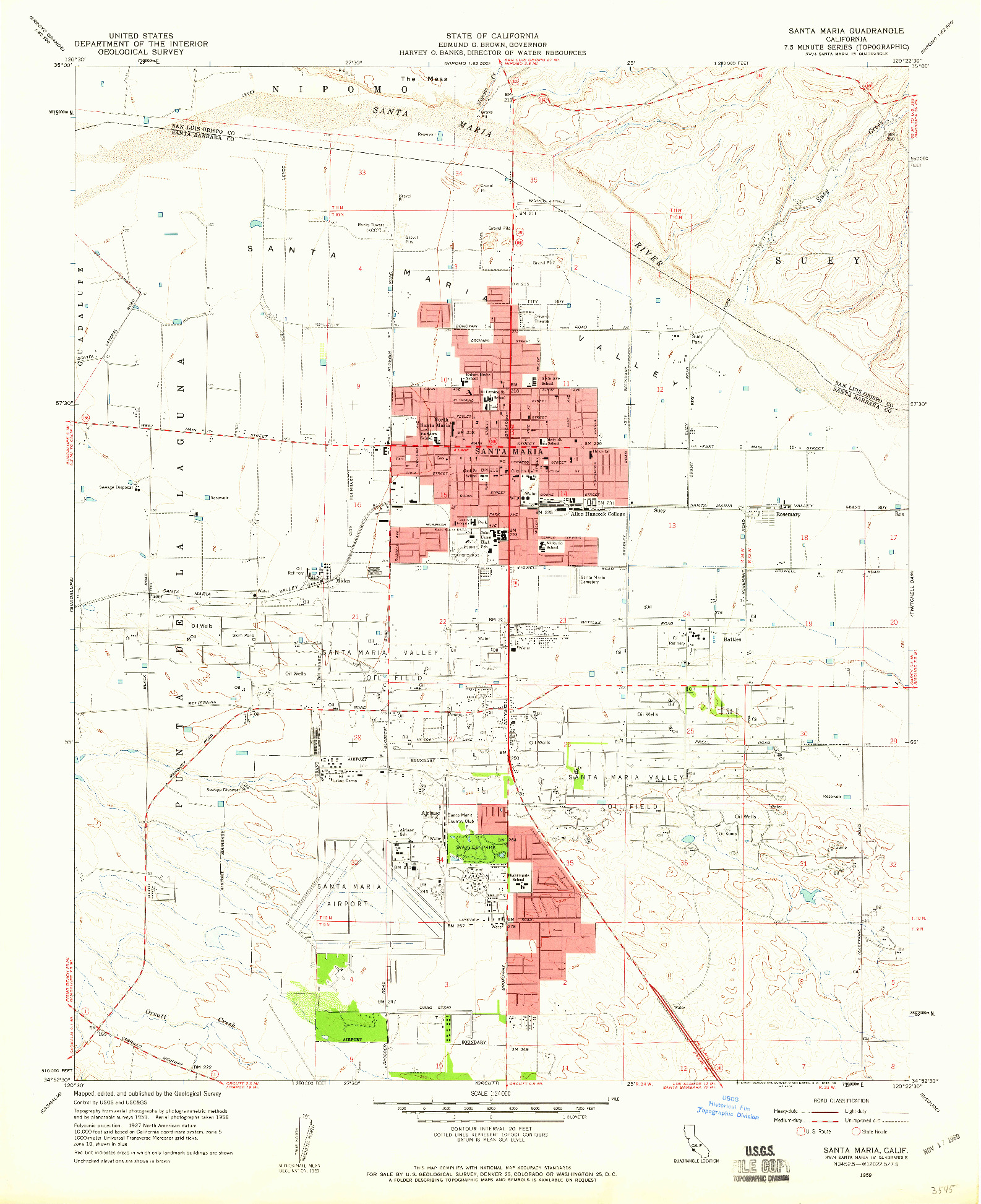 USGS 1:24000-SCALE QUADRANGLE FOR SANTA MARIA, CA 1959