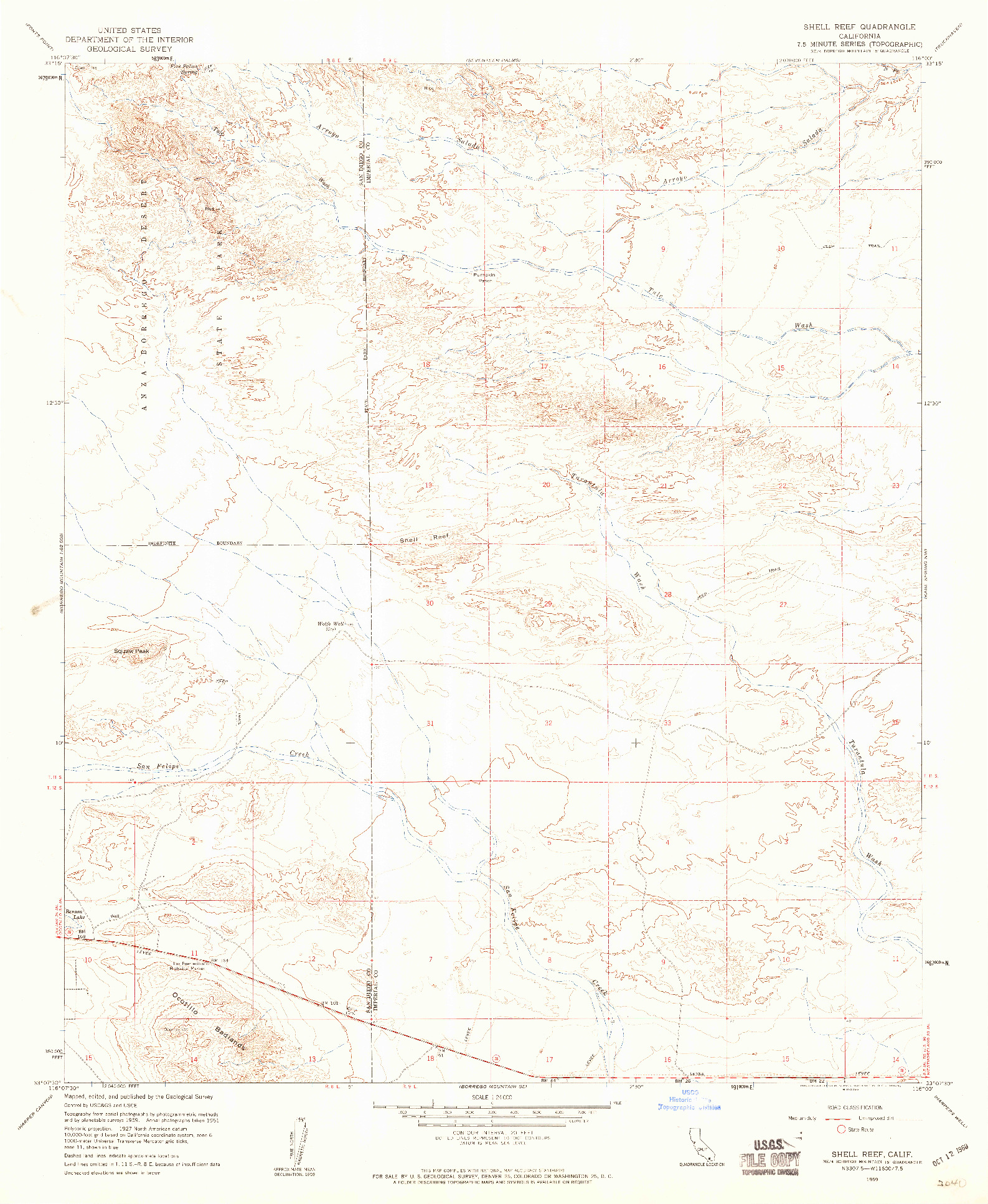 USGS 1:24000-SCALE QUADRANGLE FOR SHELL REEF, CA 1959