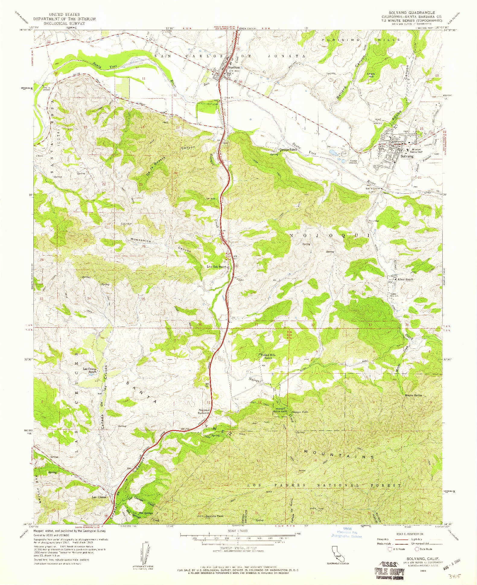 USGS 1:24000-SCALE QUADRANGLE FOR SOLVANG, CA 1959