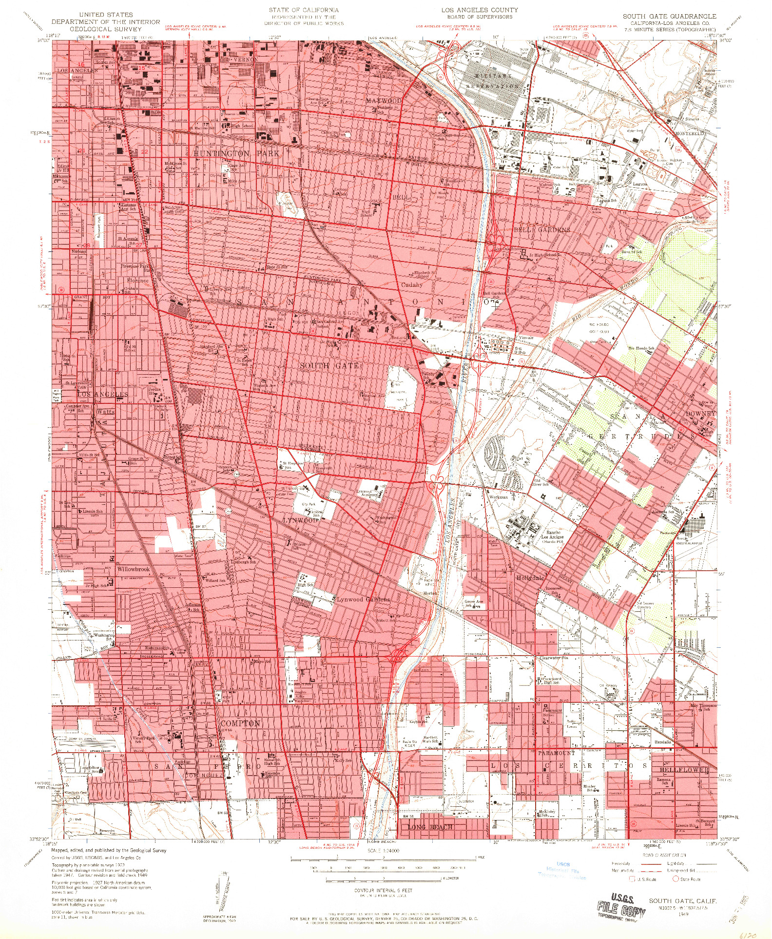 USGS 1:24000-SCALE QUADRANGLE FOR SOUTH GATE, CA 1949