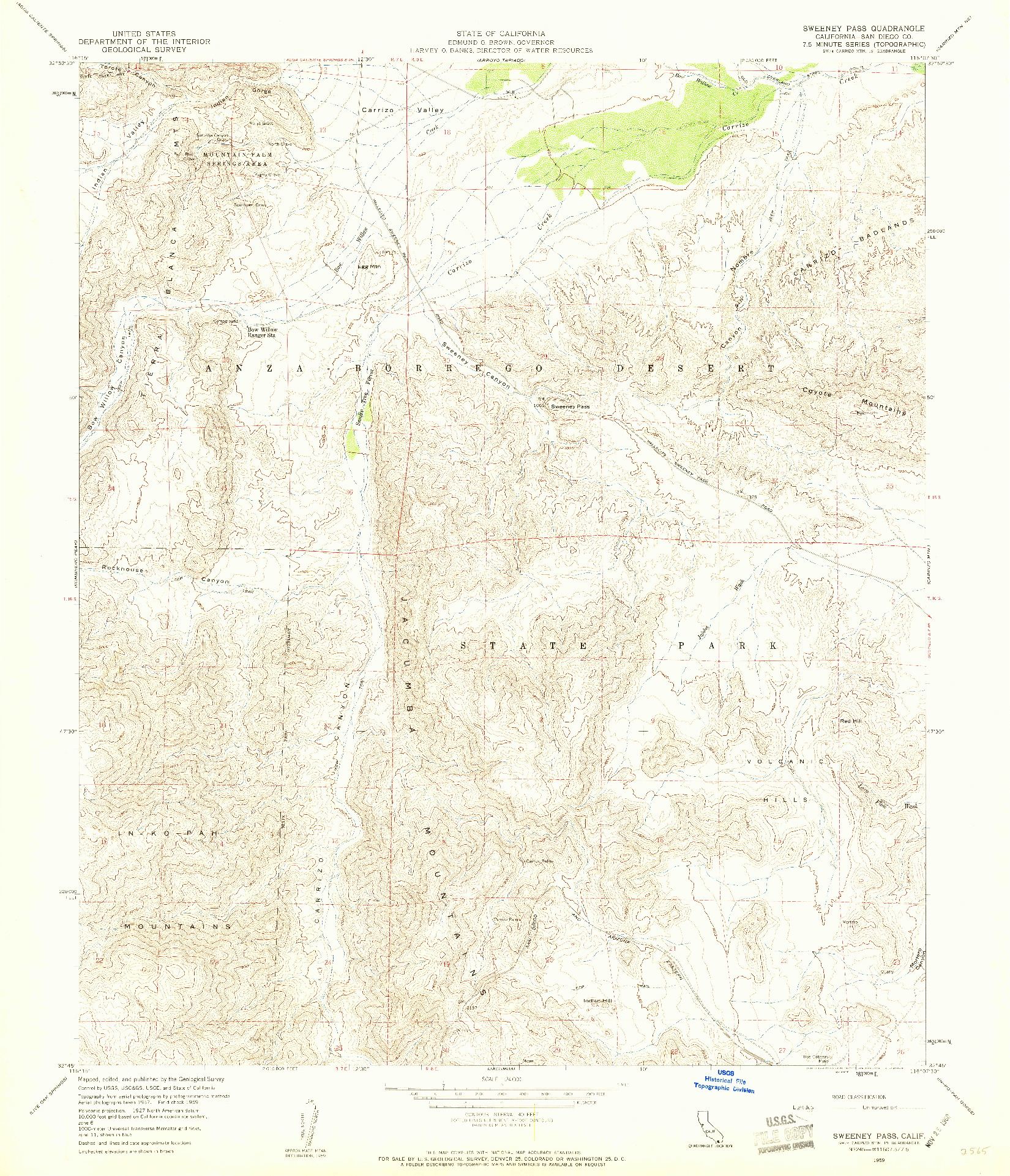 USGS 1:24000-SCALE QUADRANGLE FOR SWEENEY PASS, CA 1959