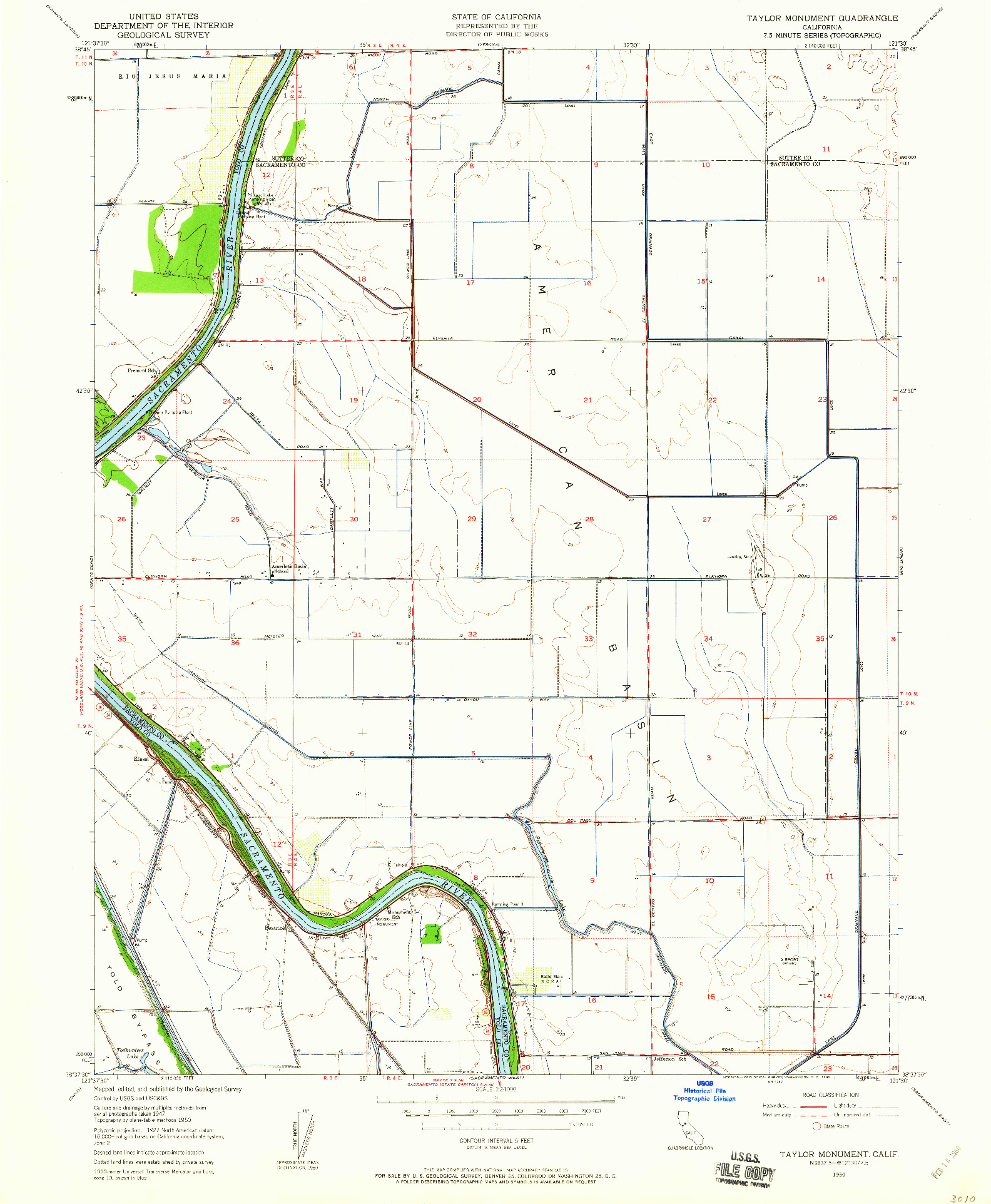 USGS 1:24000-SCALE QUADRANGLE FOR TAYLOR MONUMENT, CA 1950