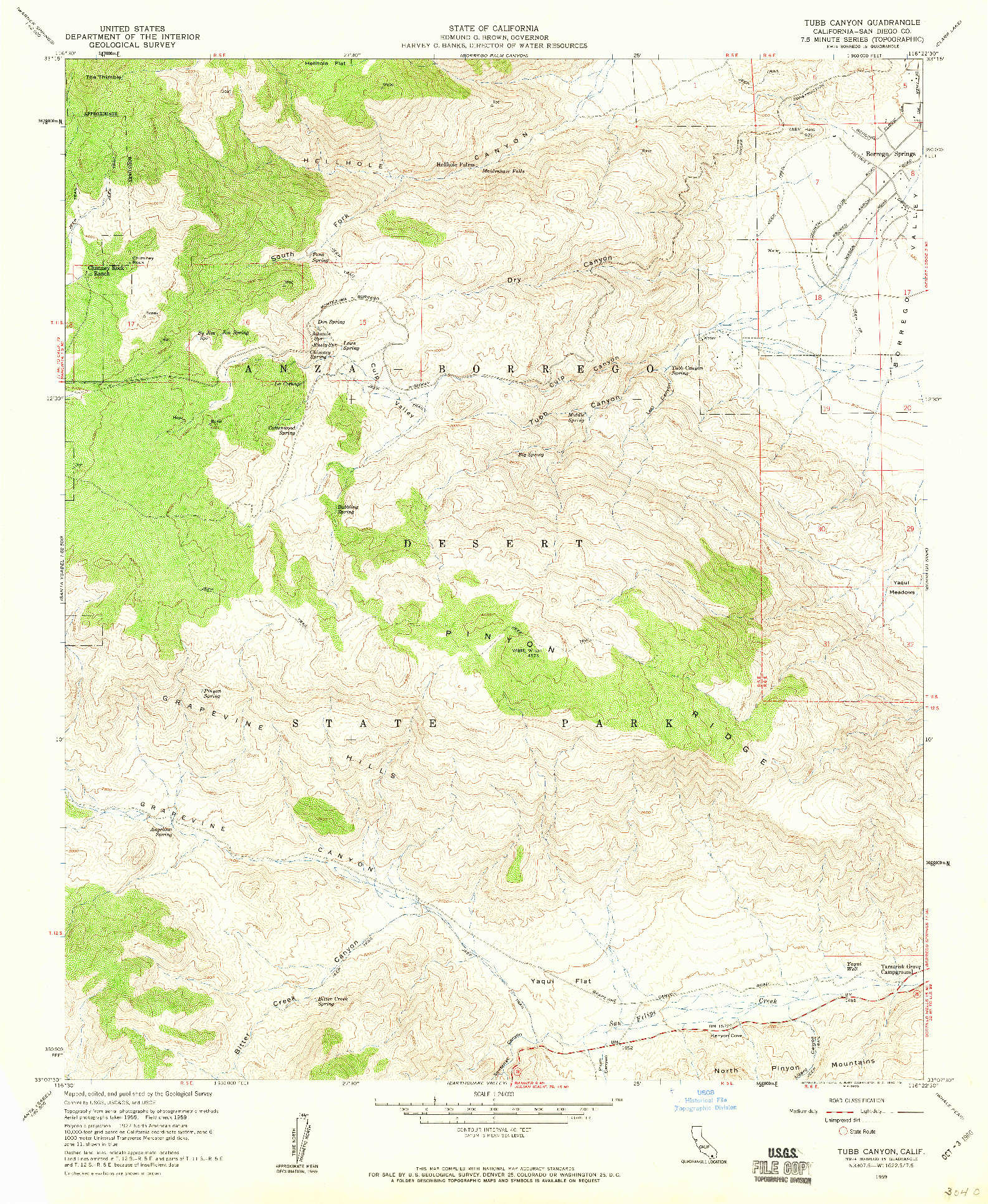 USGS 1:24000-SCALE QUADRANGLE FOR TUBB CANYON, CA 1959