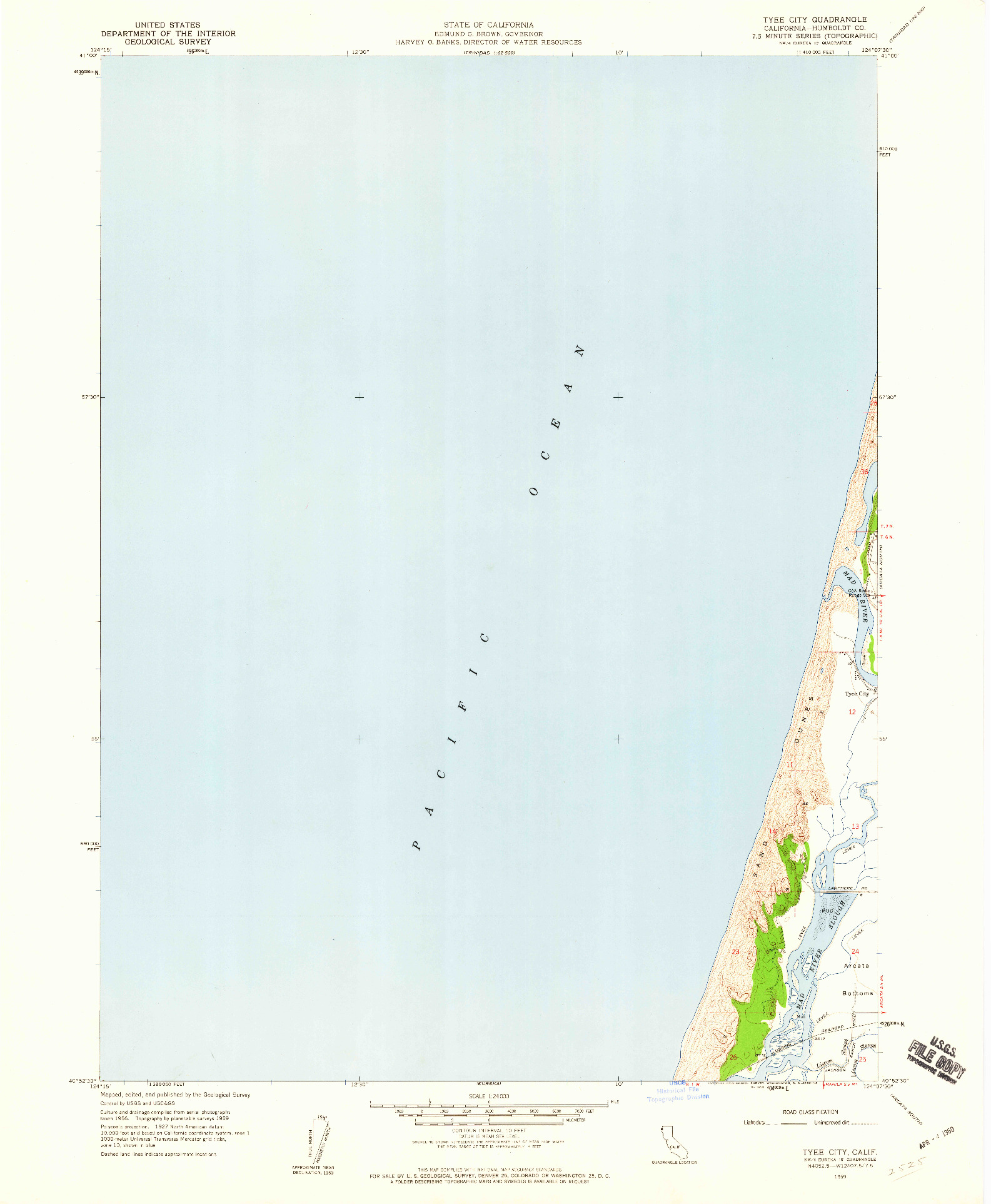 USGS 1:24000-SCALE QUADRANGLE FOR TYEE CITY, CA 1959