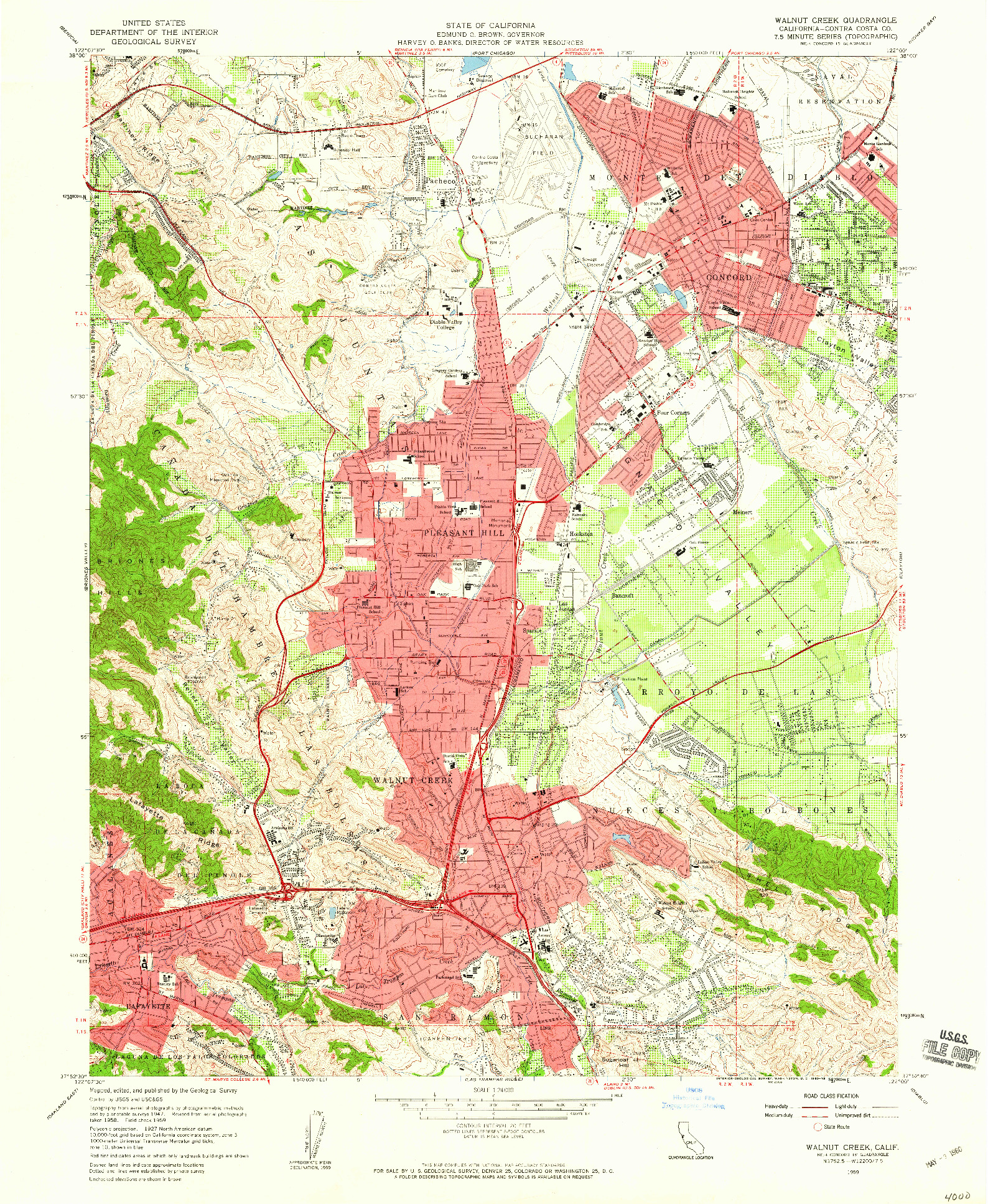 USGS 1:24000-SCALE QUADRANGLE FOR WALNUT CREEK, CA 1959