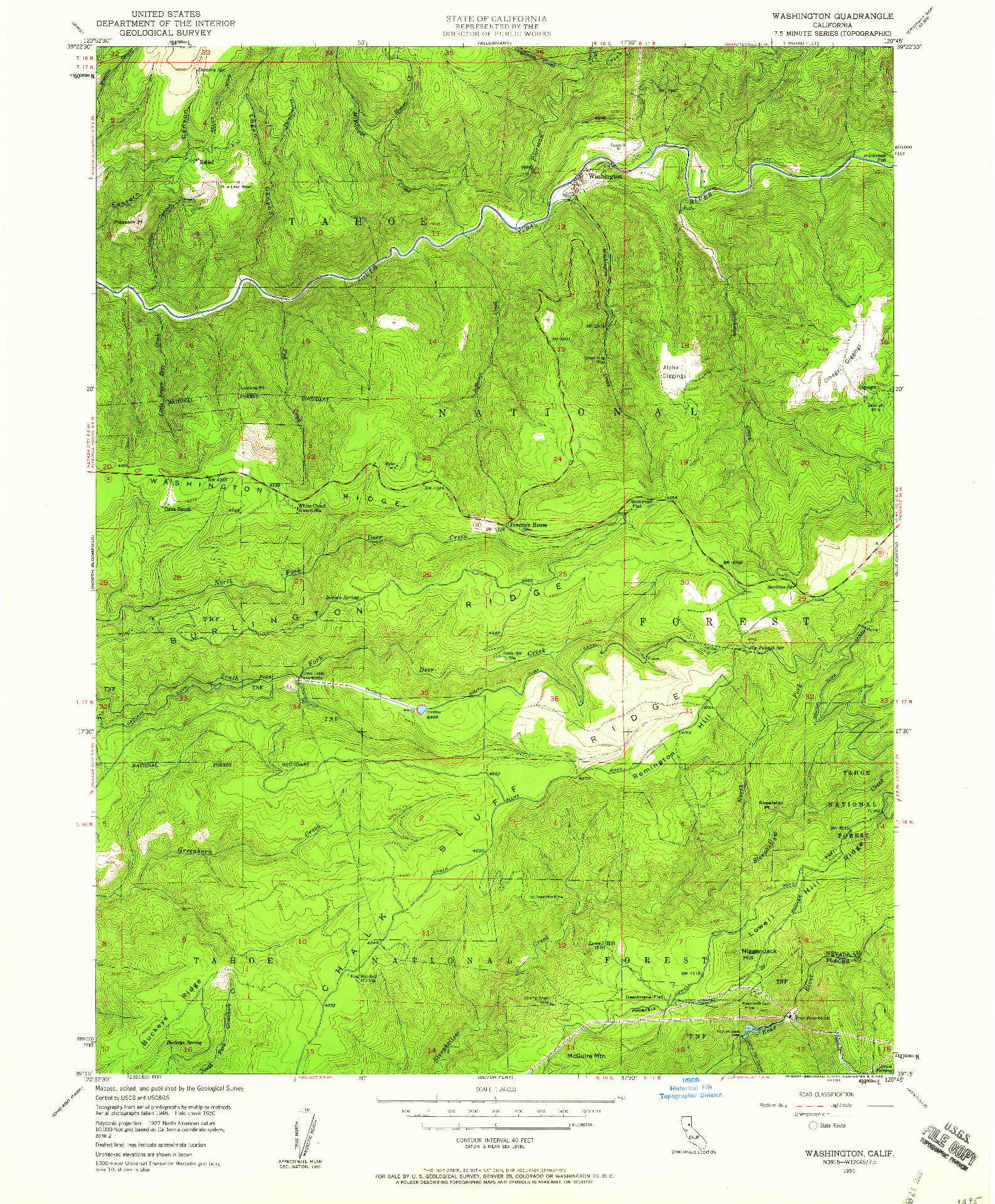 USGS 1:24000-SCALE QUADRANGLE FOR WASHINGTON, CA 1950