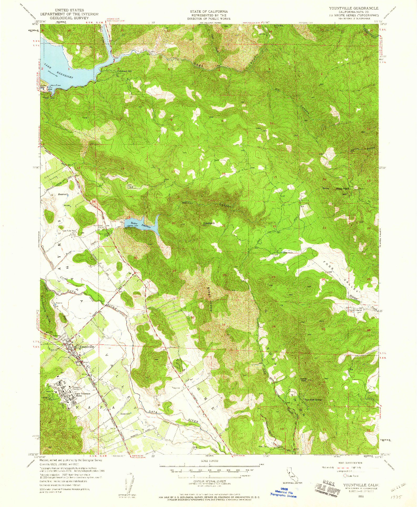 USGS 1:24000-SCALE QUADRANGLE FOR YOUNTVILLE, CA 1951