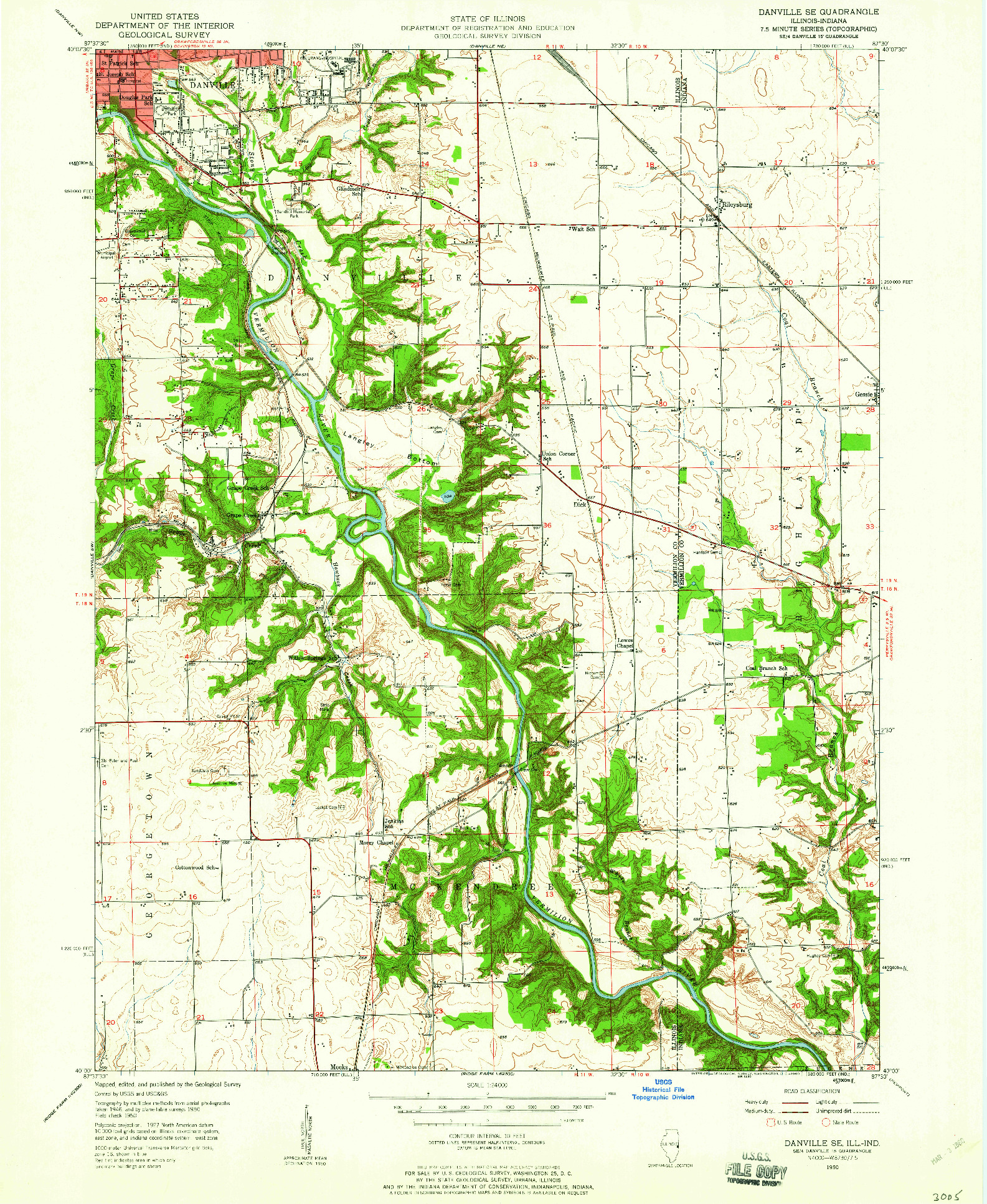 USGS 1:24000-SCALE QUADRANGLE FOR DANVILLE SE, IL 1950