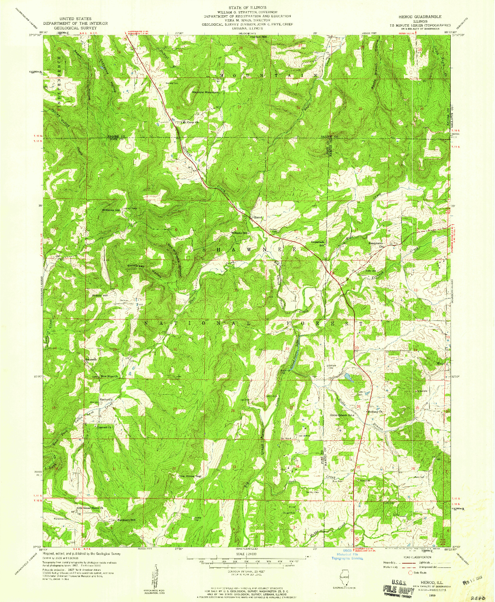 USGS 1:24000-SCALE QUADRANGLE FOR HEROD, IL 1959