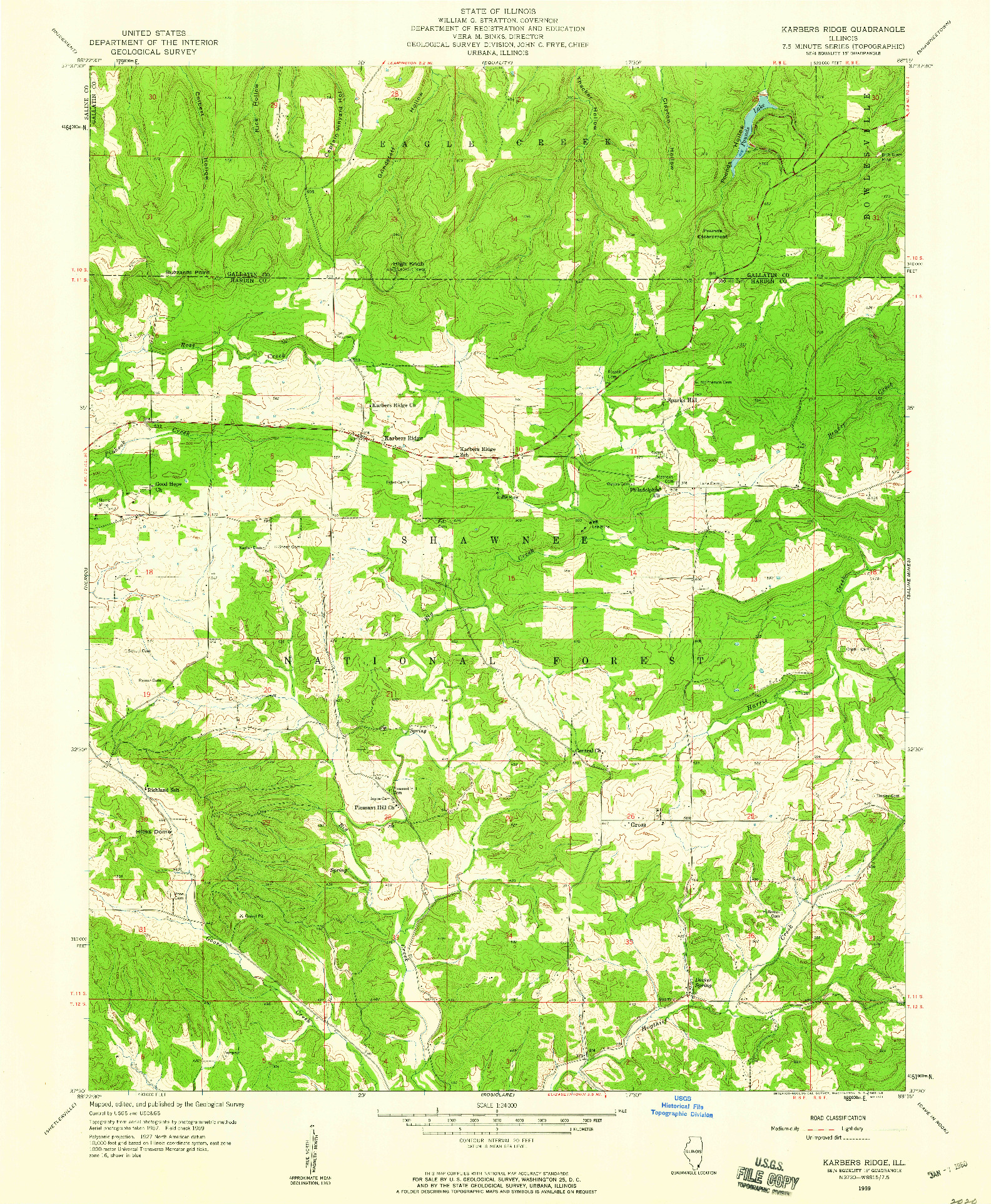 USGS 1:24000-SCALE QUADRANGLE FOR KARBERS RIDGE, IL 1959