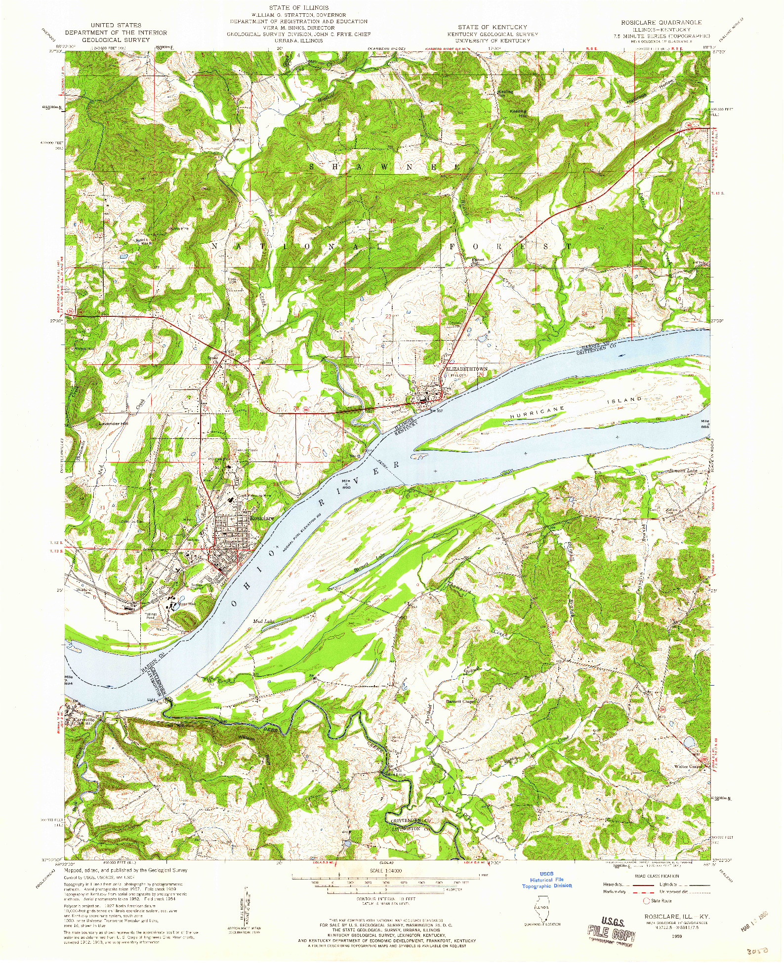 USGS 1:24000-SCALE QUADRANGLE FOR ROSICLARE, IL 1959