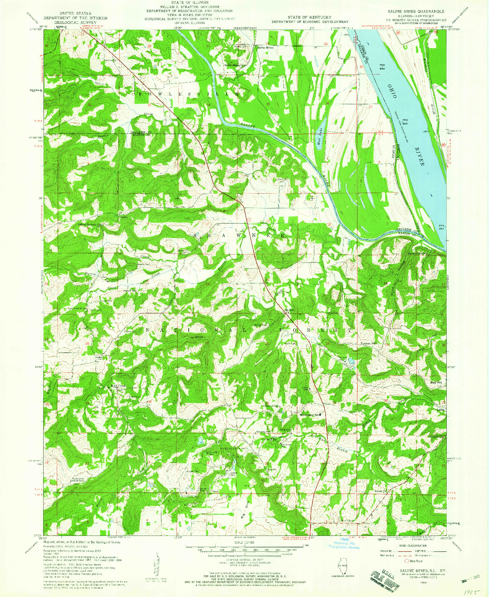 USGS 1:24000-SCALE QUADRANGLE FOR SALINE MINES, IL 1959