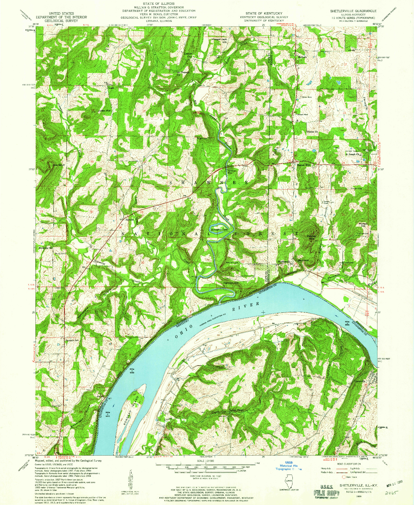 USGS 1:24000-SCALE QUADRANGLE FOR SHETLERVILLE, IL 1959