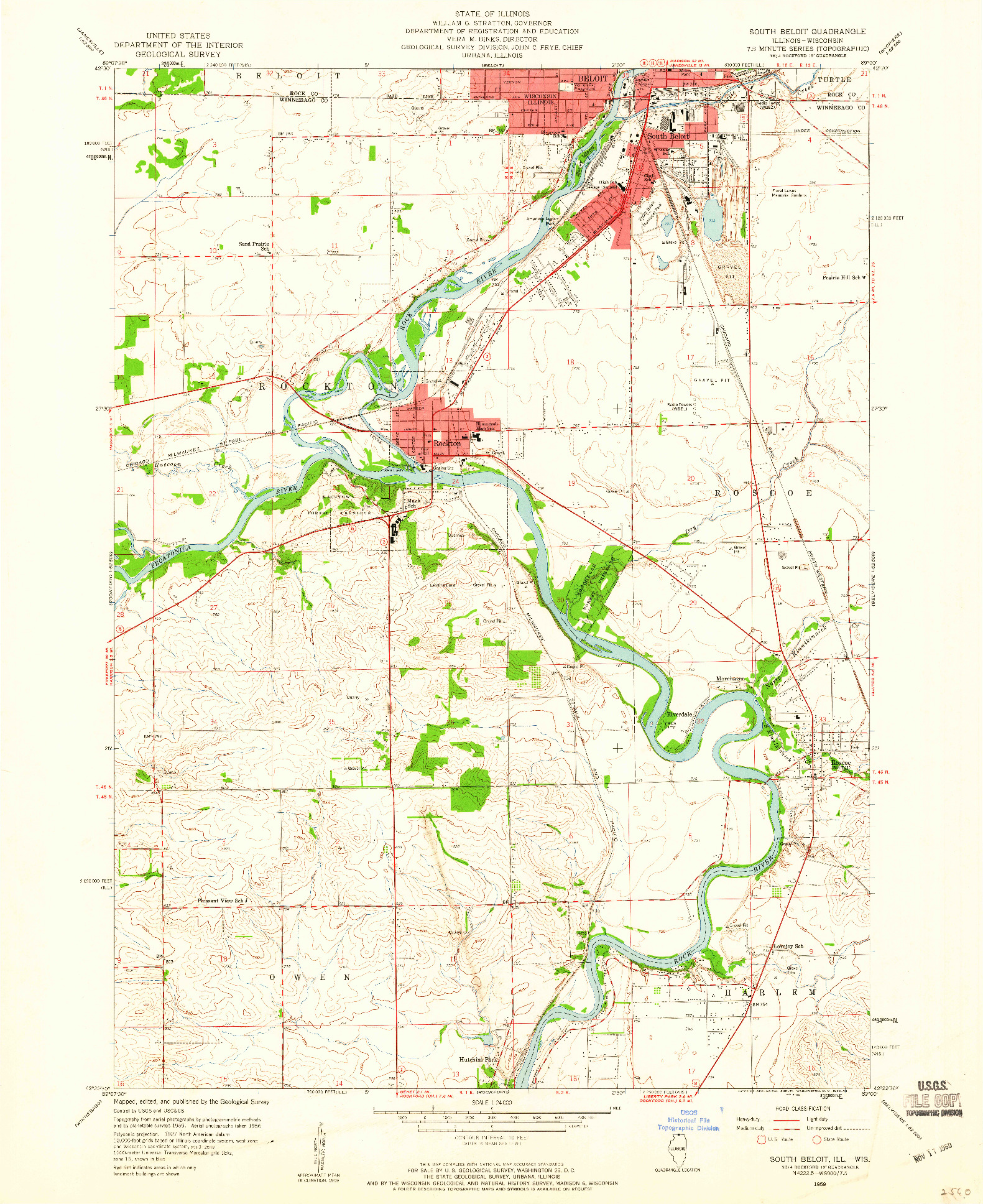 USGS 1:24000-SCALE QUADRANGLE FOR SOUTH BELOIT, IL 1959