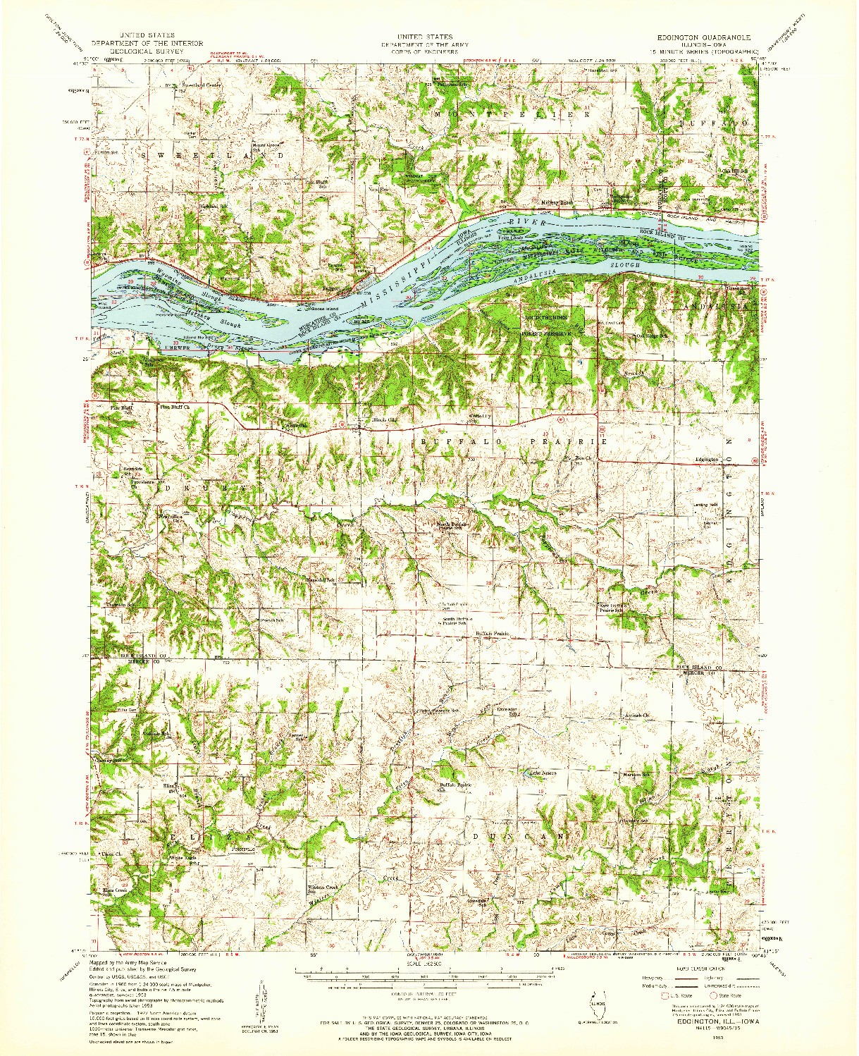 USGS 1:62500-SCALE QUADRANGLE FOR EDGINGTON, IL 1953