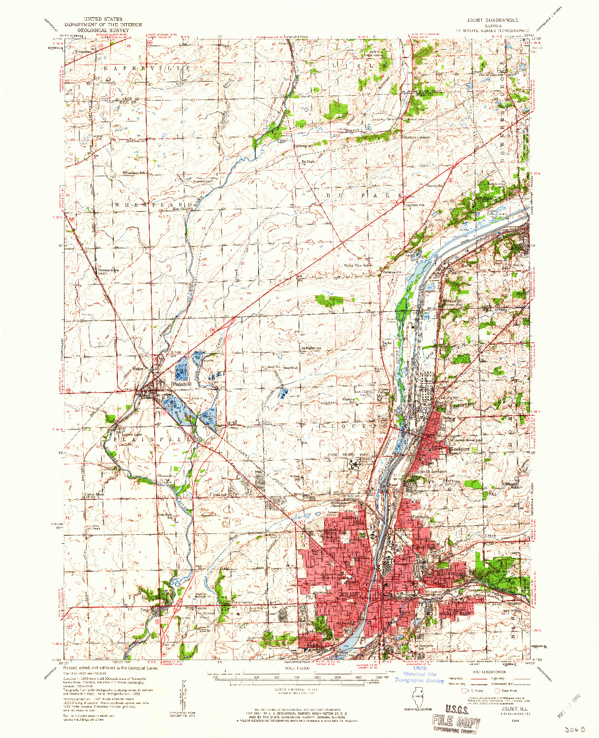 USGS 1:62500-SCALE QUADRANGLE FOR JOLIET, IL 1954