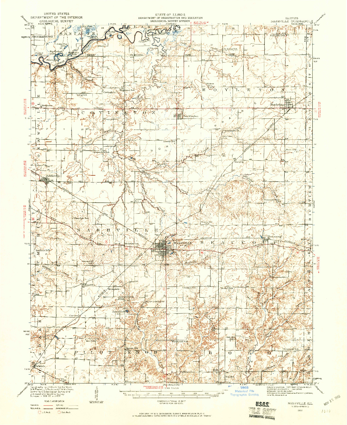 USGS 1:62500-SCALE QUADRANGLE FOR NASHVILLE, IL 1932