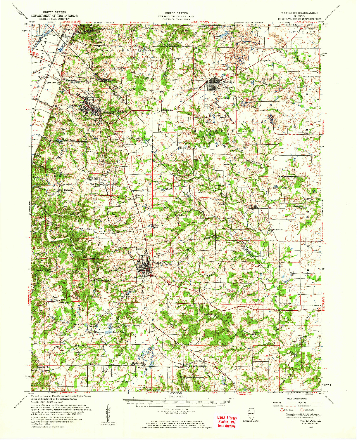 USGS 1:62500-SCALE QUADRANGLE FOR WATERLOO, IL 1955