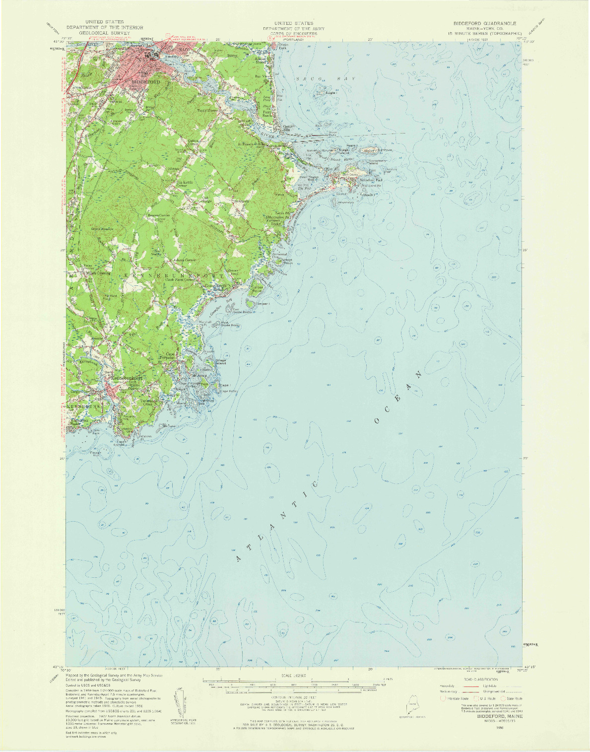 USGS 1:62500-SCALE QUADRANGLE FOR BIDDEFORD, ME 1956