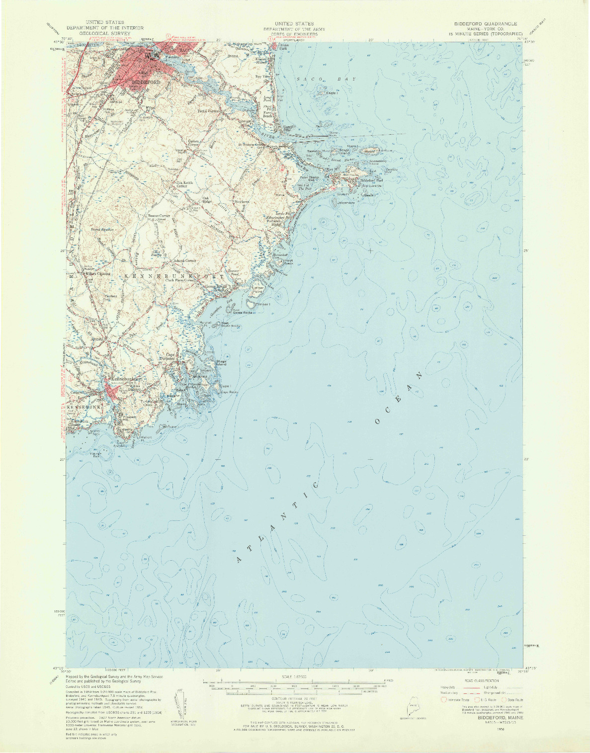 USGS 1:62500-SCALE QUADRANGLE FOR BIDDEFORD, ME 1956