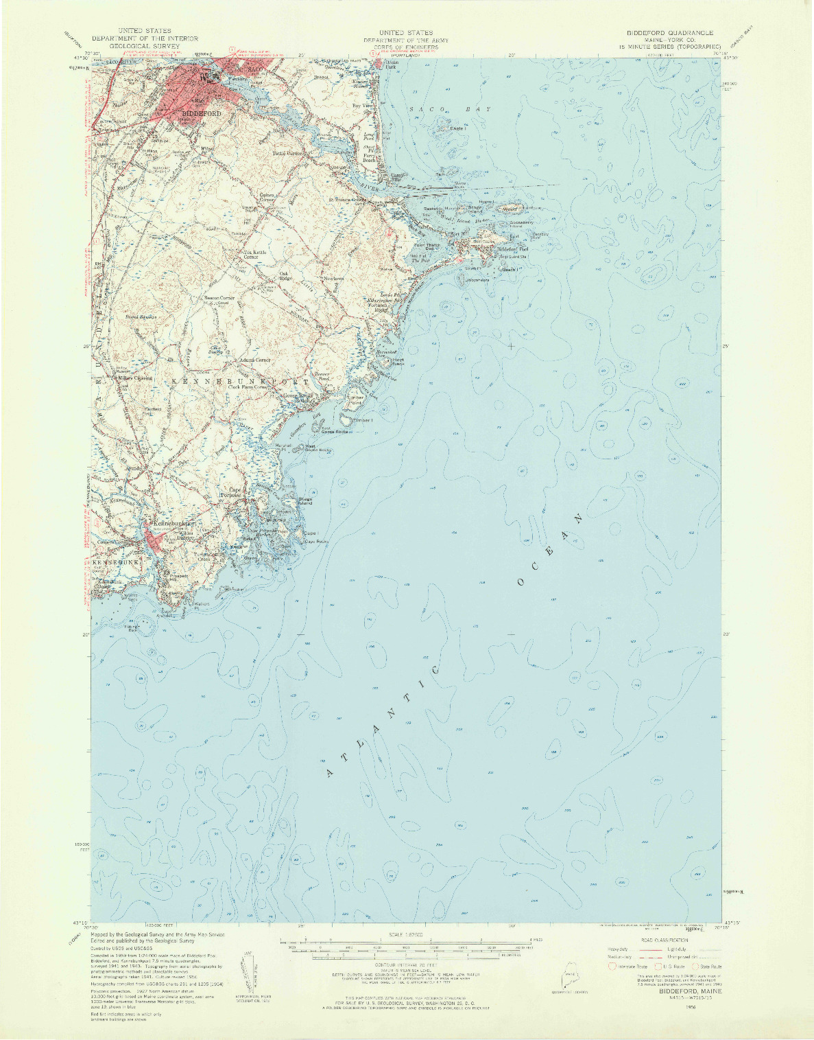 USGS 1:62500-SCALE QUADRANGLE FOR BIDDEFORD, ME 1956