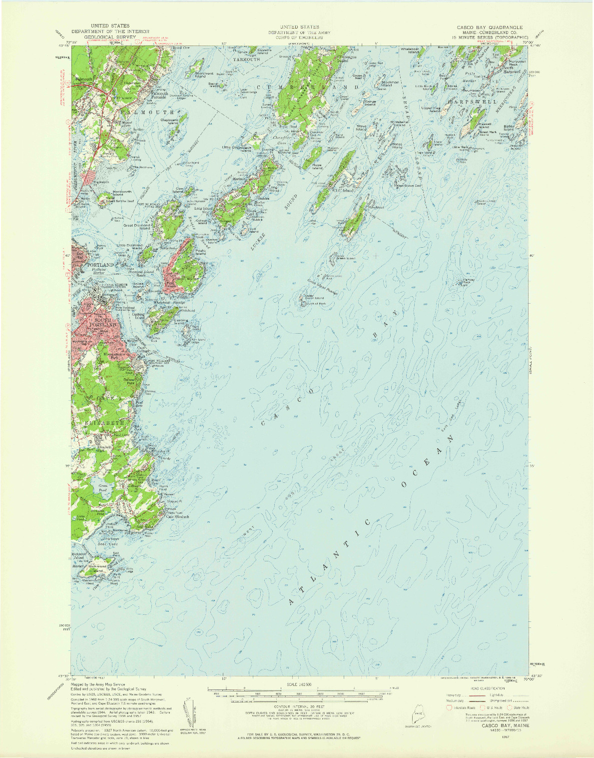 USGS 1:62500-SCALE QUADRANGLE FOR CASCO BAY, ME 1957