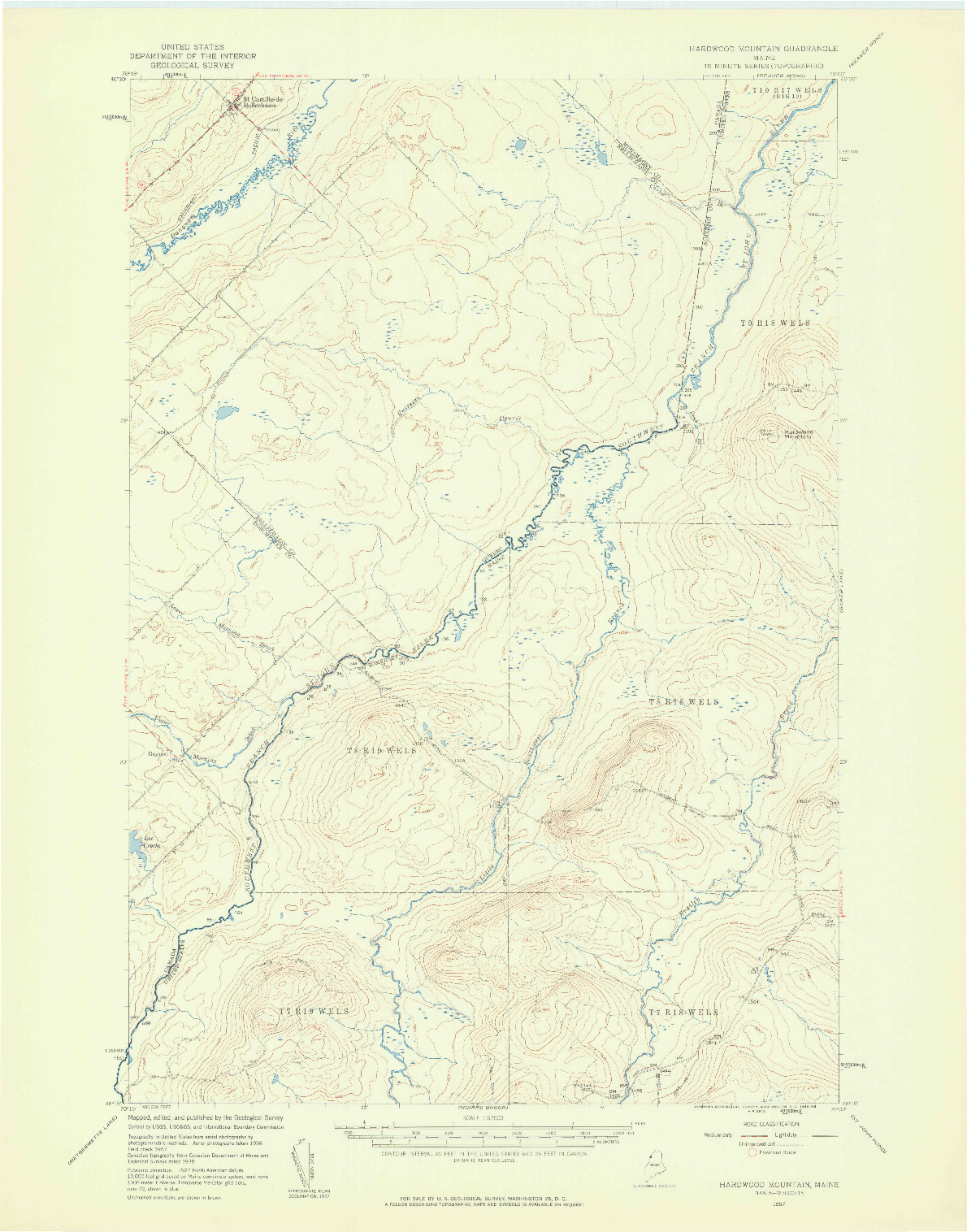 USGS 1:62500-SCALE QUADRANGLE FOR HARDWOOD MOUNTAIN, ME 1957
