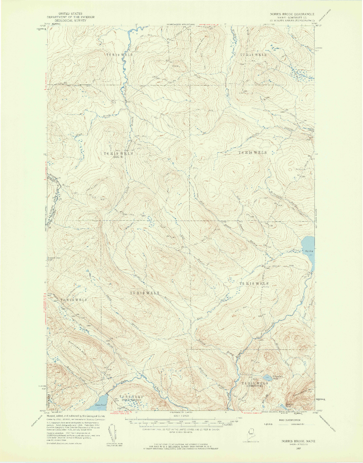USGS 1:62500-SCALE QUADRANGLE FOR NORRIS BROOK, ME 1957