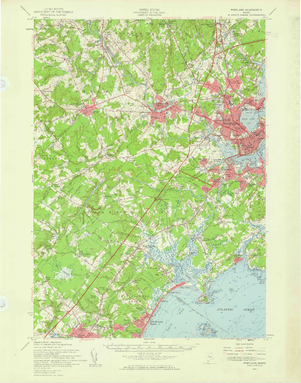 USGS 1:62500-SCALE QUADRANGLE FOR PORTLAND, ME 1957