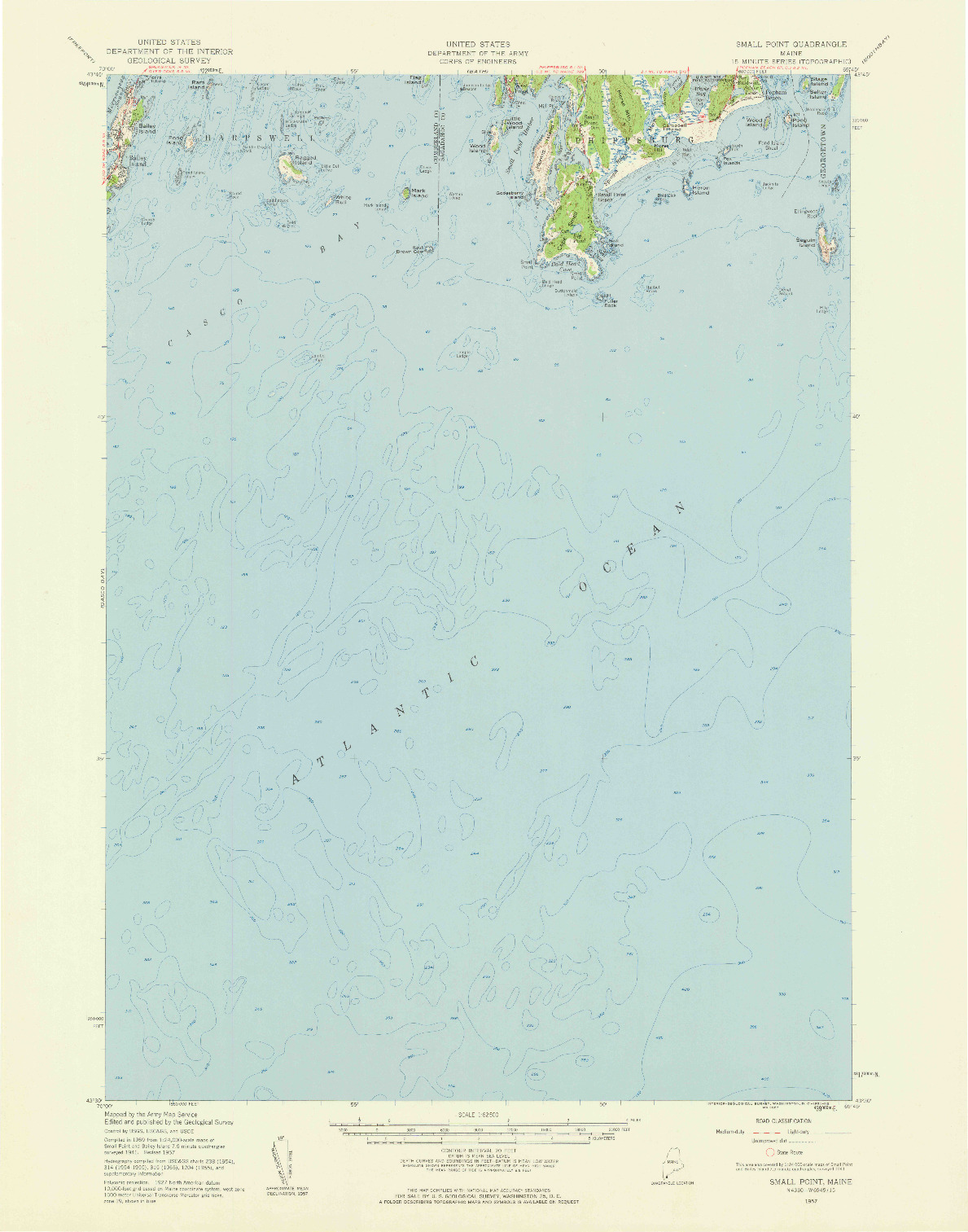 USGS 1:62500-SCALE QUADRANGLE FOR SMALL POINT, ME 1957