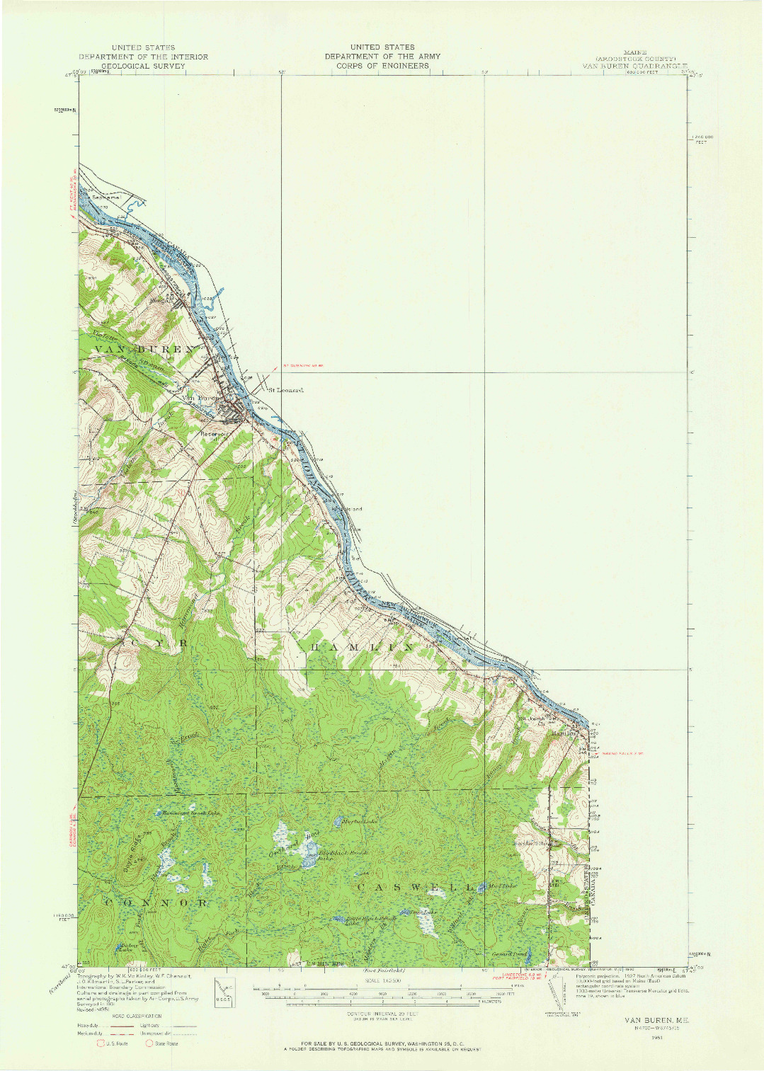 USGS 1:62500-SCALE QUADRANGLE FOR VAN BUREN, ME 1951