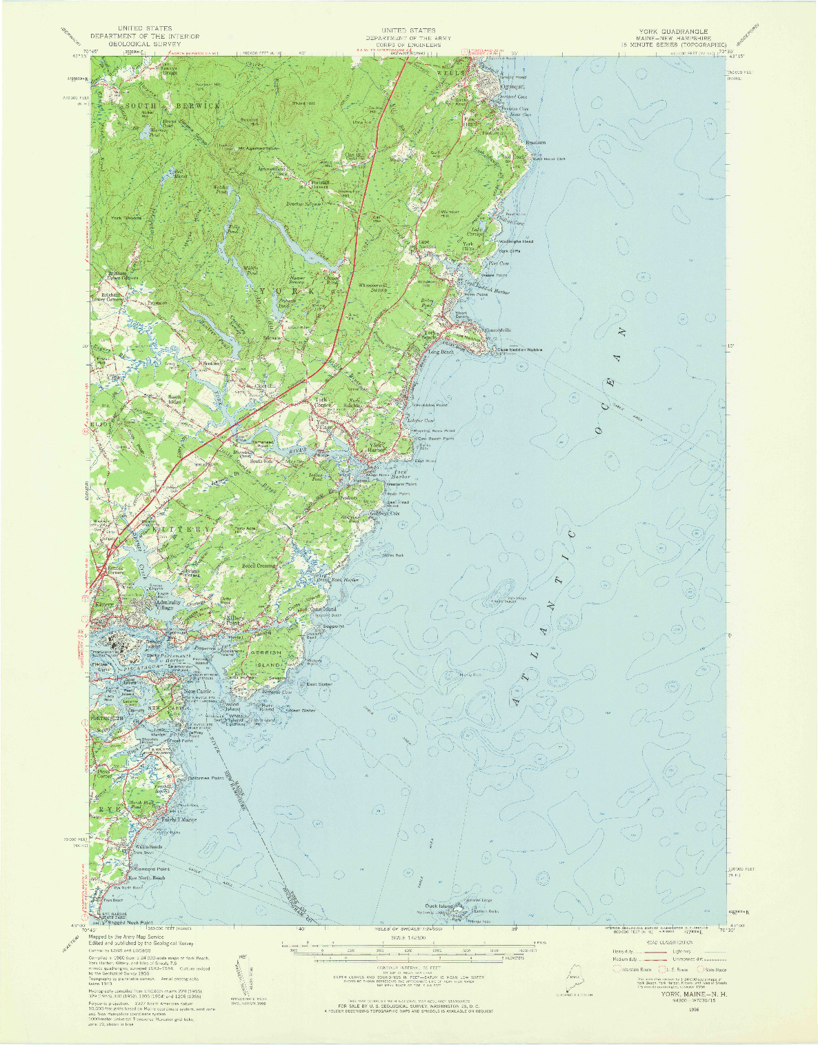 USGS 1:62500-SCALE QUADRANGLE FOR YORK, ME 1956