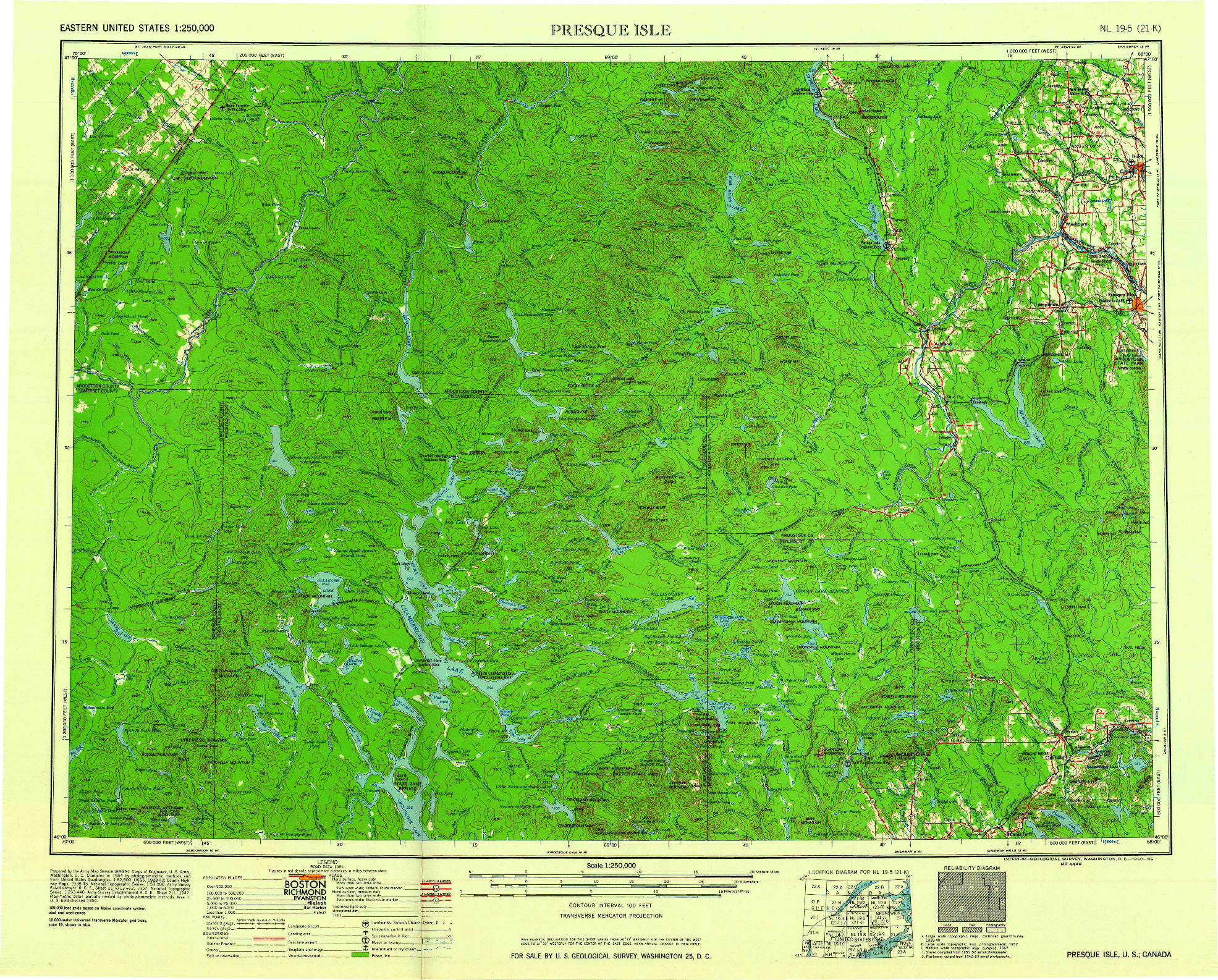 USGS 1:250000-SCALE QUADRANGLE FOR PRESQUE ISLE, ME 1960