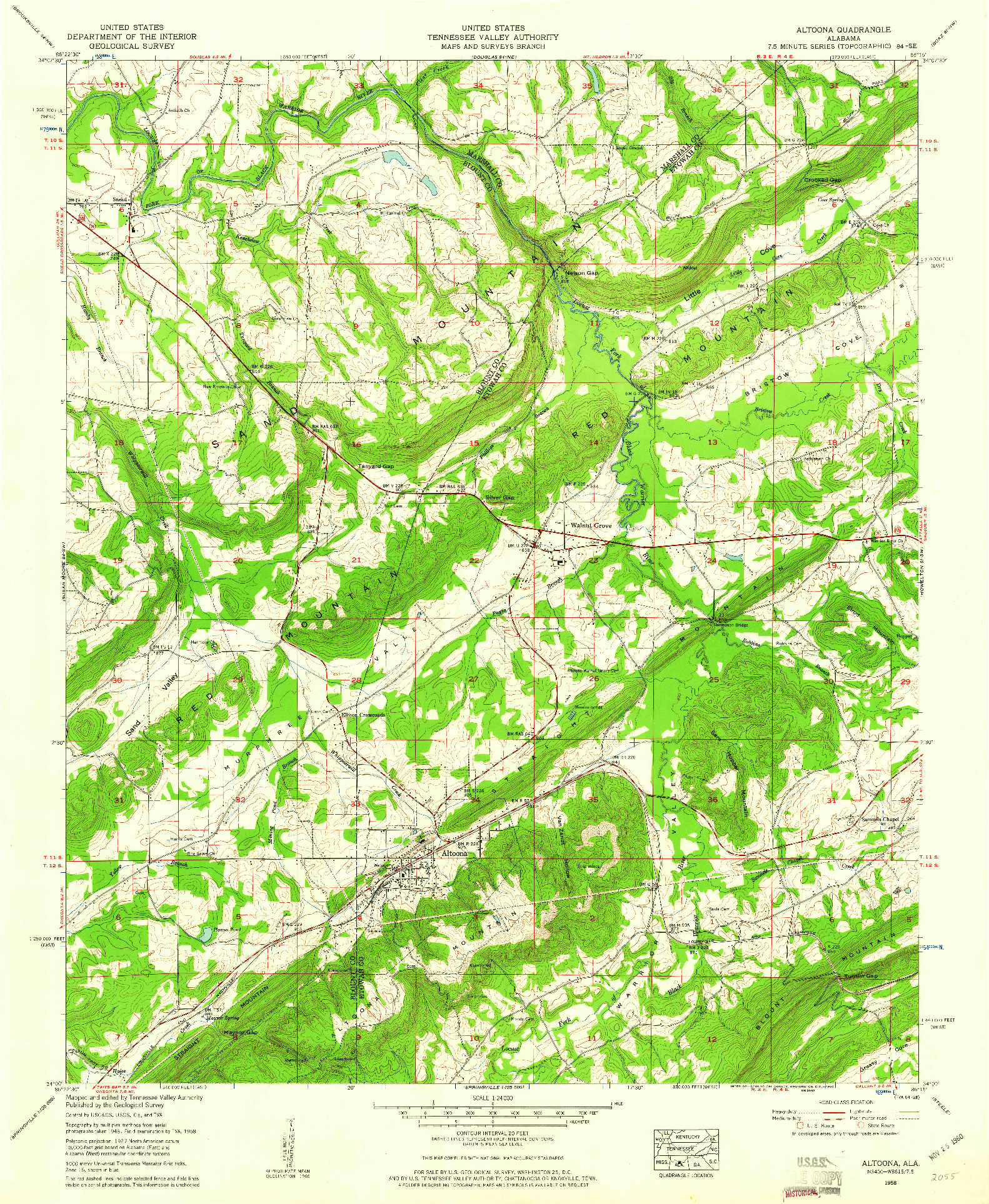 USGS 1:24000-SCALE QUADRANGLE FOR ALTOONA, AL 1958