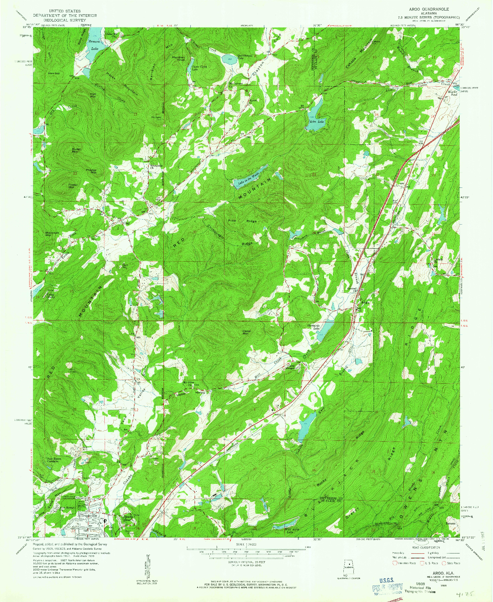 USGS 1:24000-SCALE QUADRANGLE FOR ARGO, AL 1959