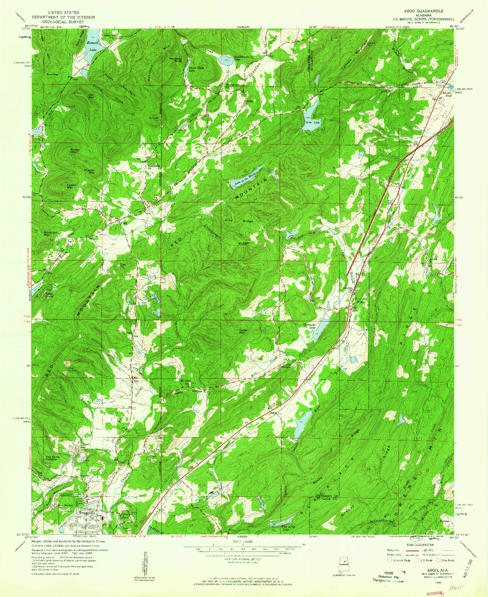 USGS 1:24000-SCALE QUADRANGLE FOR ARGO, AL 1959